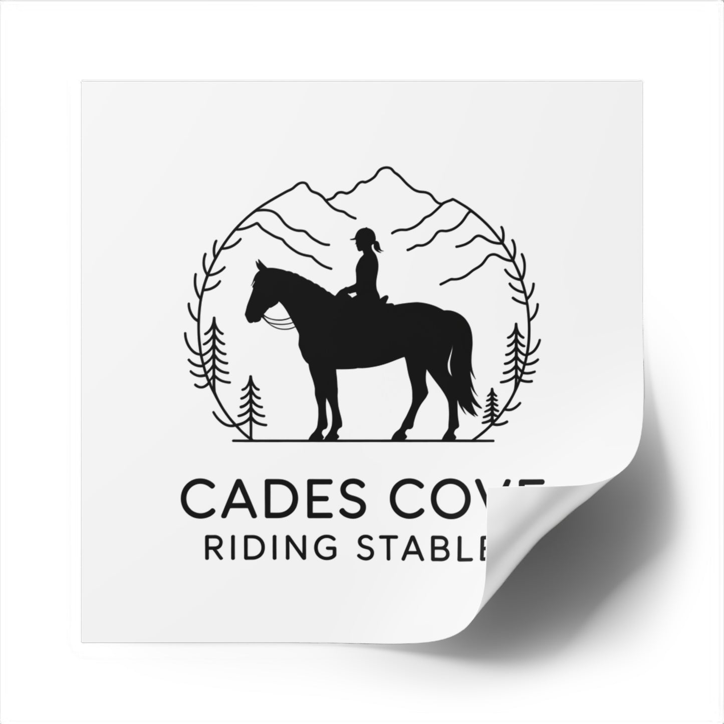 Cades Cove Riding Stables Sticker – Smoky Mountains Horse and Rider Minimalist Decal