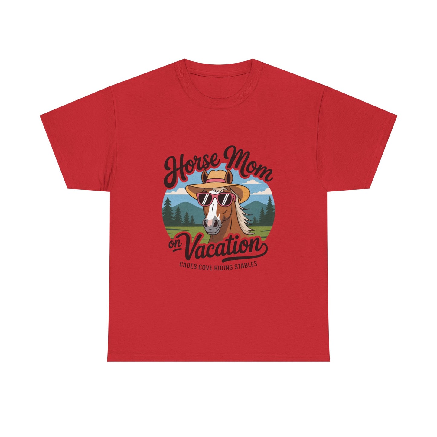 Horse Mom on Vacation Cades Cove Riding Stables T-Shirt – Funny Adult Horse Lover Tee