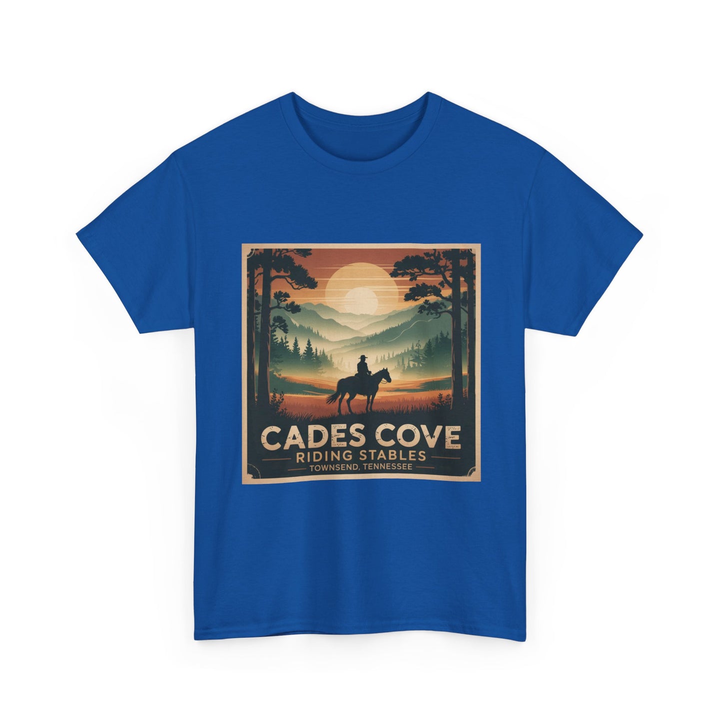 Cades Cove Riding Stables Sunset T-Shirt – Townsend Tennessee Smoky Mountains Horseback Tee