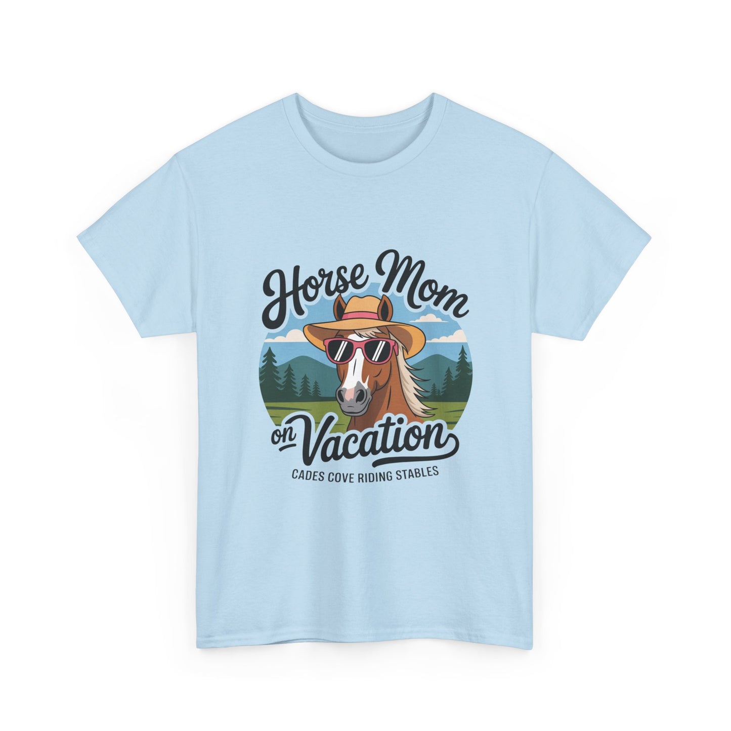 Horse Mom on Vacation Cades Cove Riding Stables T-Shirt – Funny Adult Horse Lover Tee