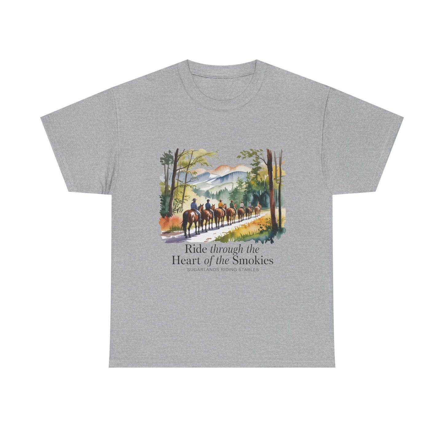 Ride Through the Heart of the Smokies T-Shirt – Sugarlands Riding Stables Gatlinburg TN Tee