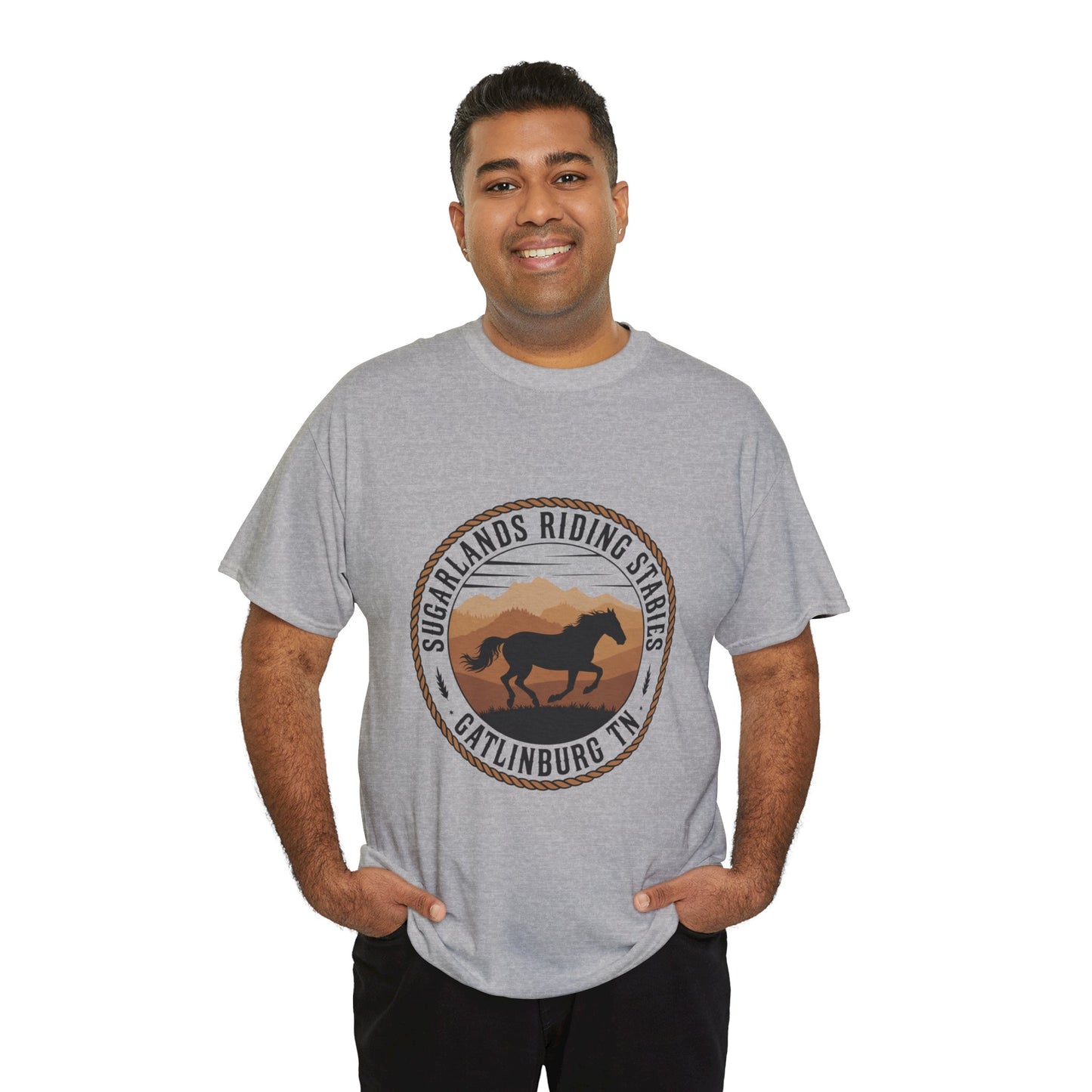 Sugarlands Riding Stables T-Shirt – Gatlinburg Tennessee Running Horse Western Emblem Tee