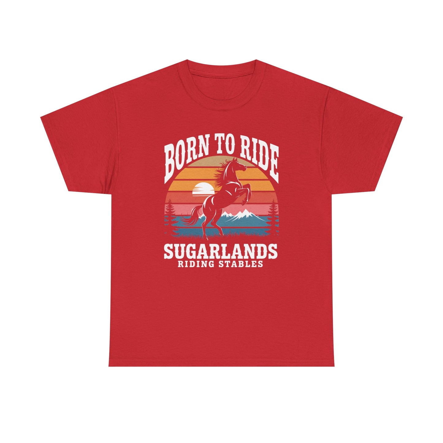 Born to Ride Horse T-Shirt — Sugarlands Riding Stables Retro Sunset Tee