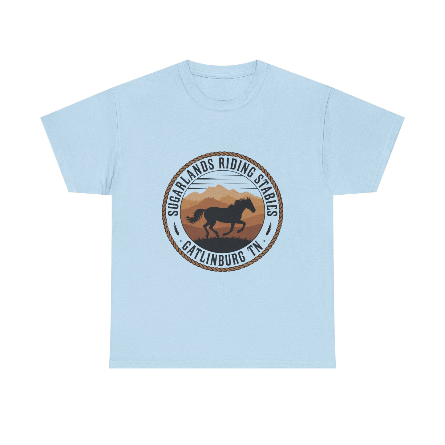 Sugarlands Riding Stables T-Shirt – Gatlinburg Tennessee Running Horse Western Emblem Tee