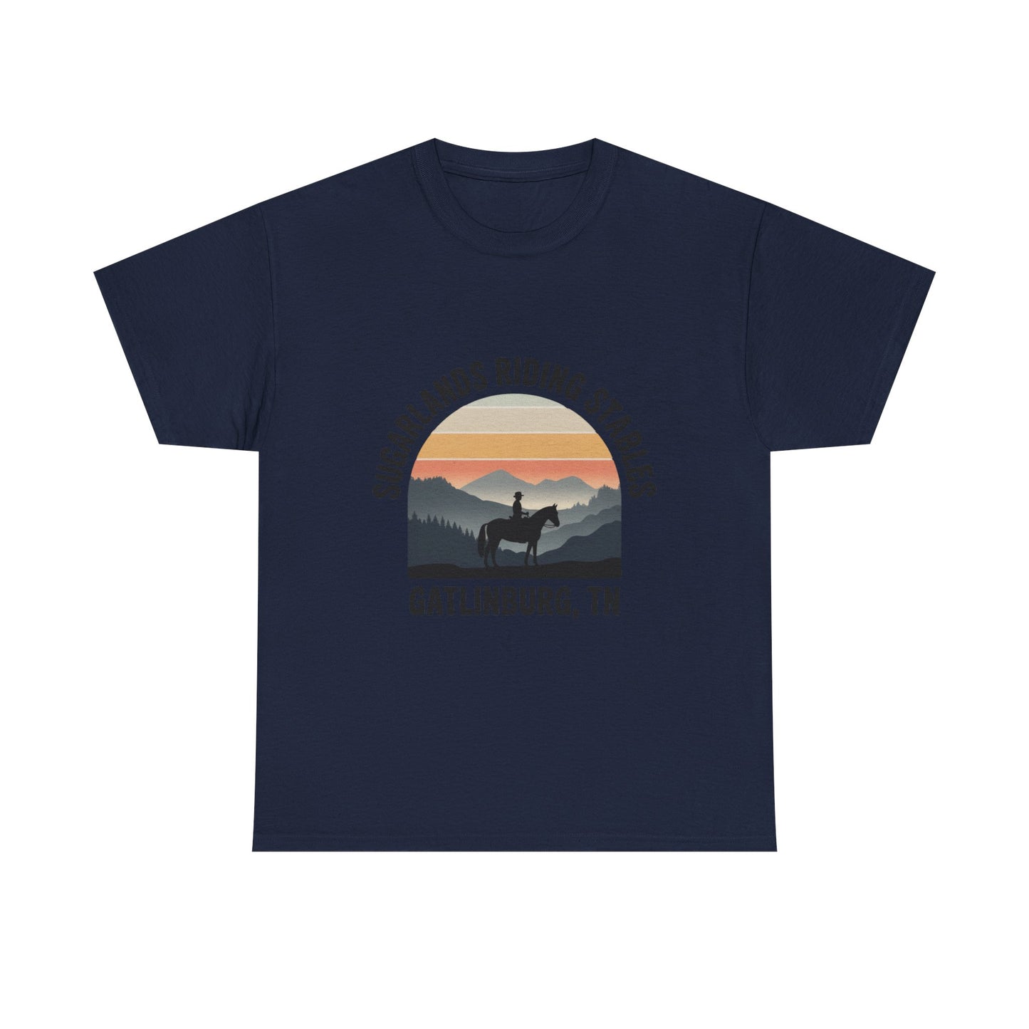 Sugarlands Riding Stables T-Shirt – Gatlinburg Tennessee Sunset Horizon Smoky Mountains Tee
