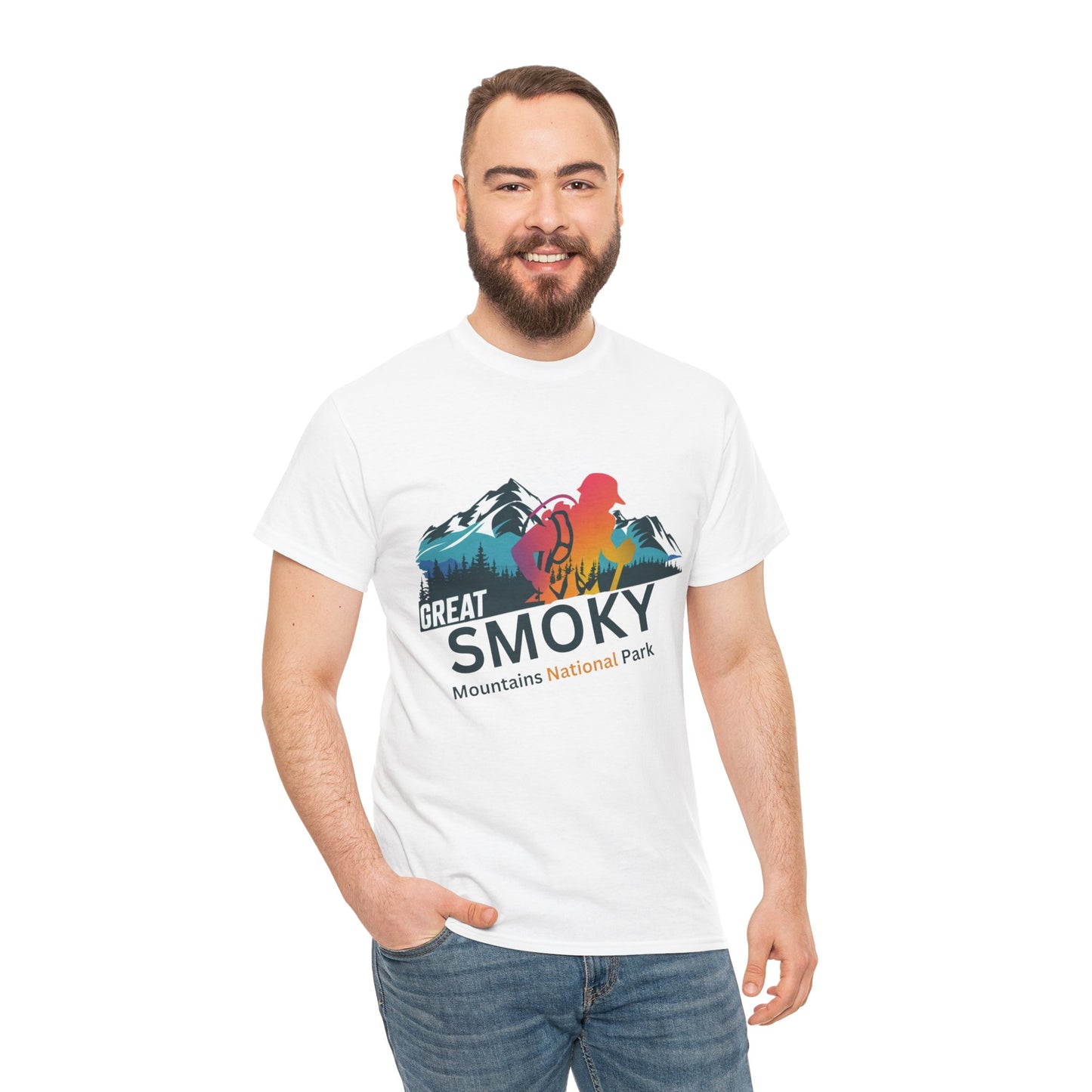 Great Smoky Mountains National Park Hiker Unisex Heavy Cotton Tee