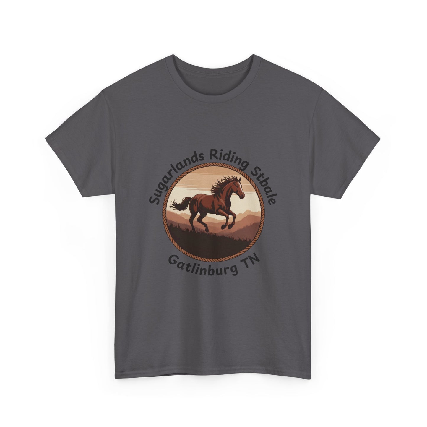Running Horse T-Shirt – Sugarlands Riding Stables Gatlinburg Tennessee Western Sunset Tee