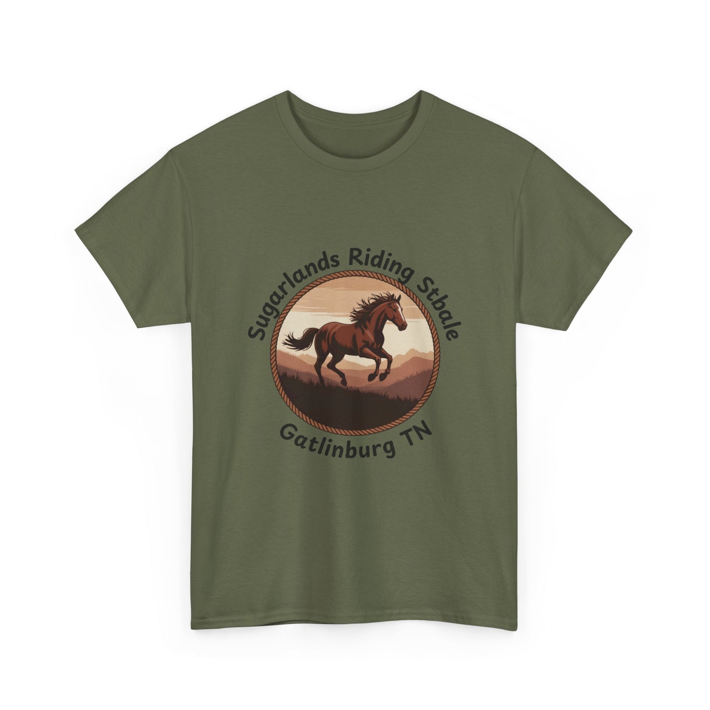 Running Horse T-Shirt – Sugarlands Riding Stables Gatlinburg Tennessee Western Sunset Tee