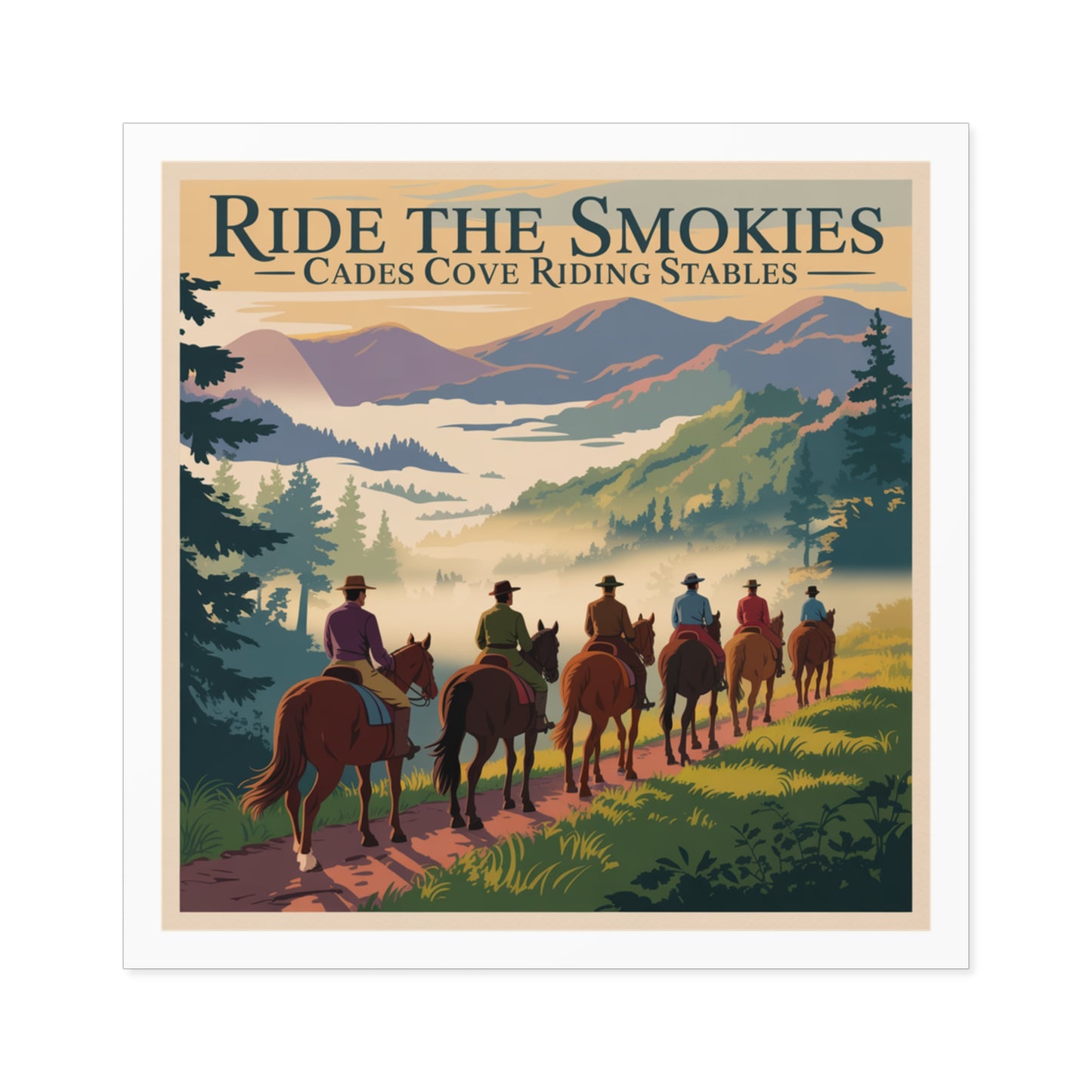 Ride the Smokies Sticker – Cades Cove Riding Stables Smoky Mountains Horseback Riding Decal