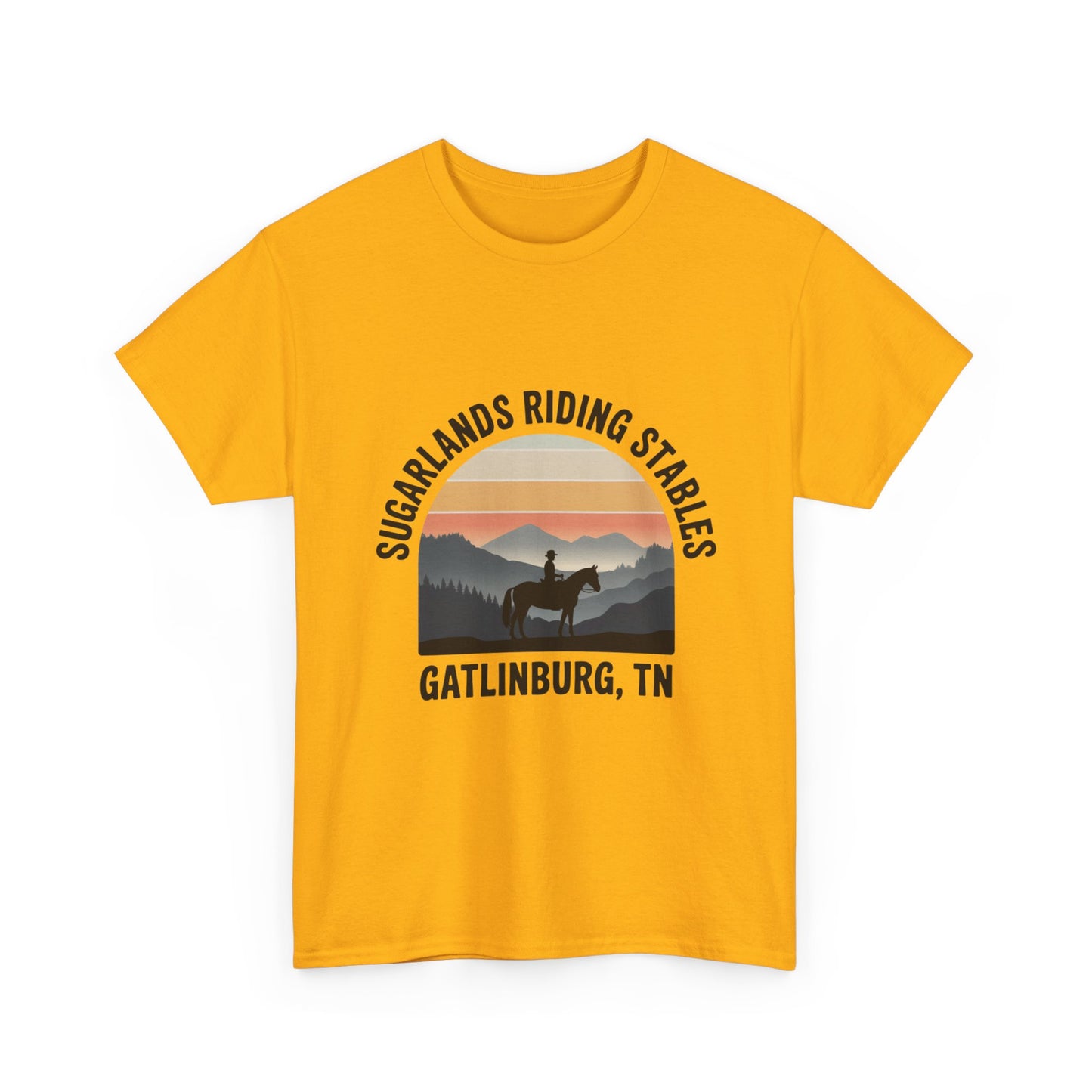 Sugarlands Riding Stables T-Shirt – Gatlinburg Tennessee Sunset Horizon Smoky Mountains Tee
