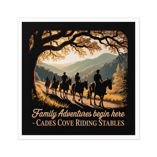 Family Adventures Begin Here Sticker – Cades Cove Riding Stables Smoky Mountains Souvenir Decal