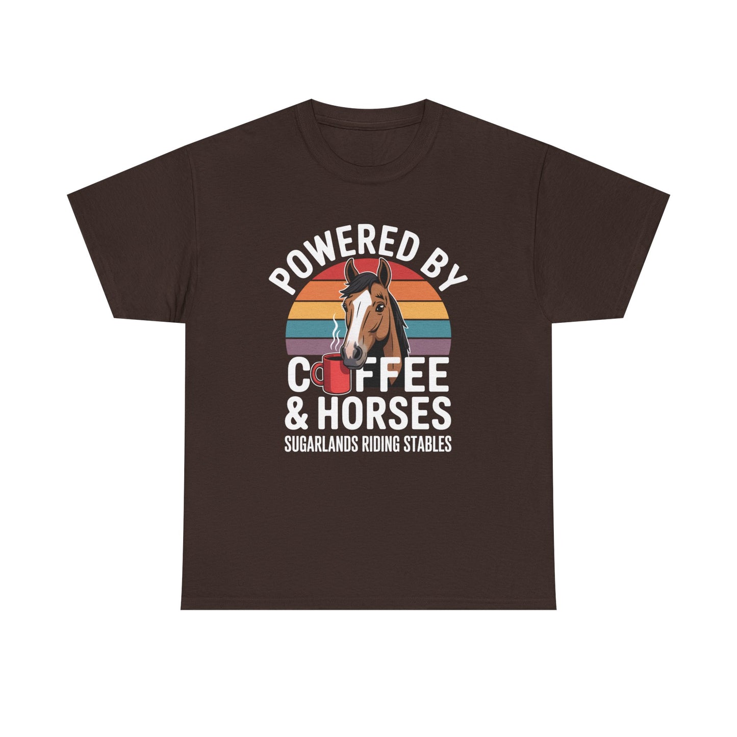 Powered by Coffee & Horses T-Shirt — Horse Mom Equestrian Riding Tee