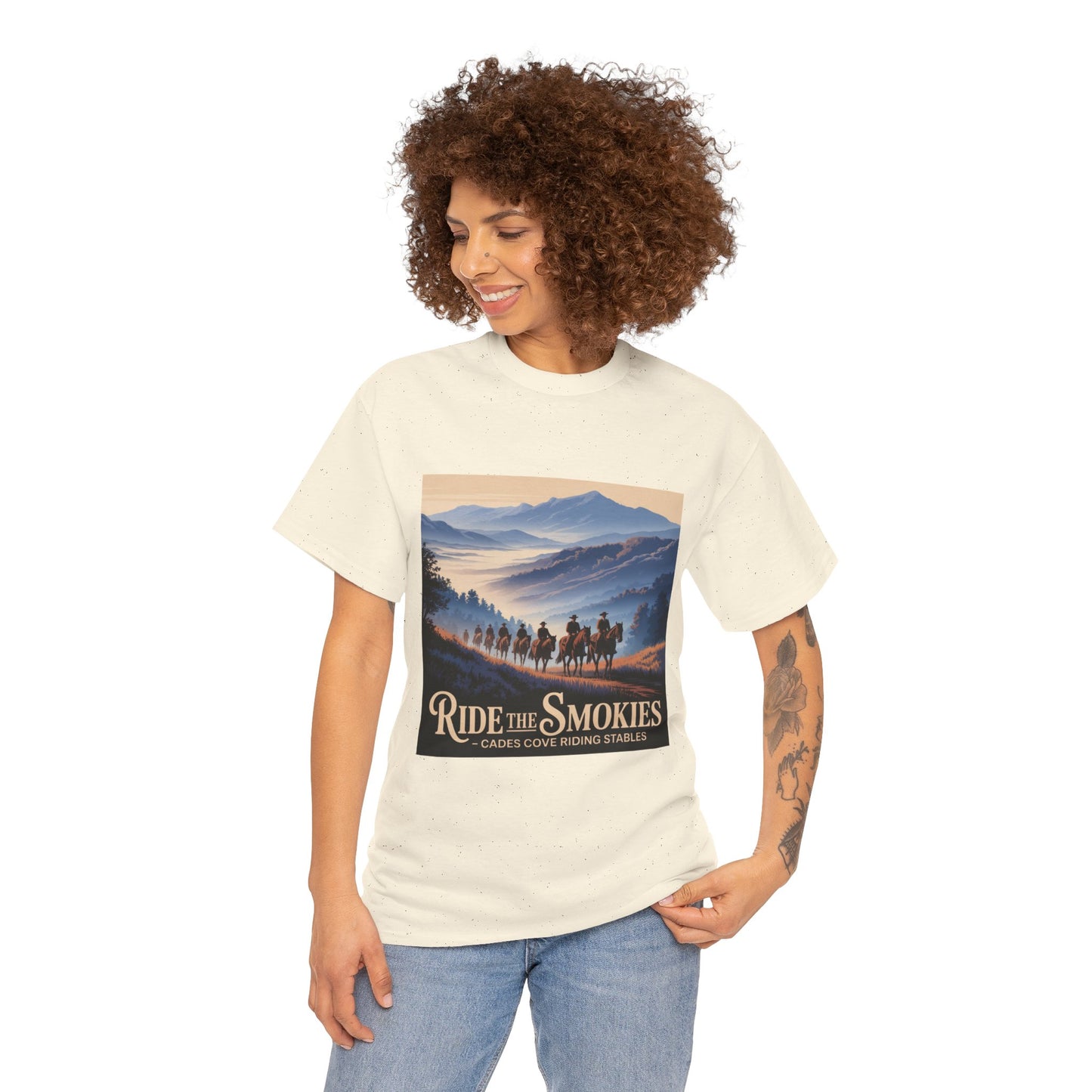 Ride the Smokies T-Shirt – Cades Cove Riding Stables Smoky Mountains Horseback Riding Tee