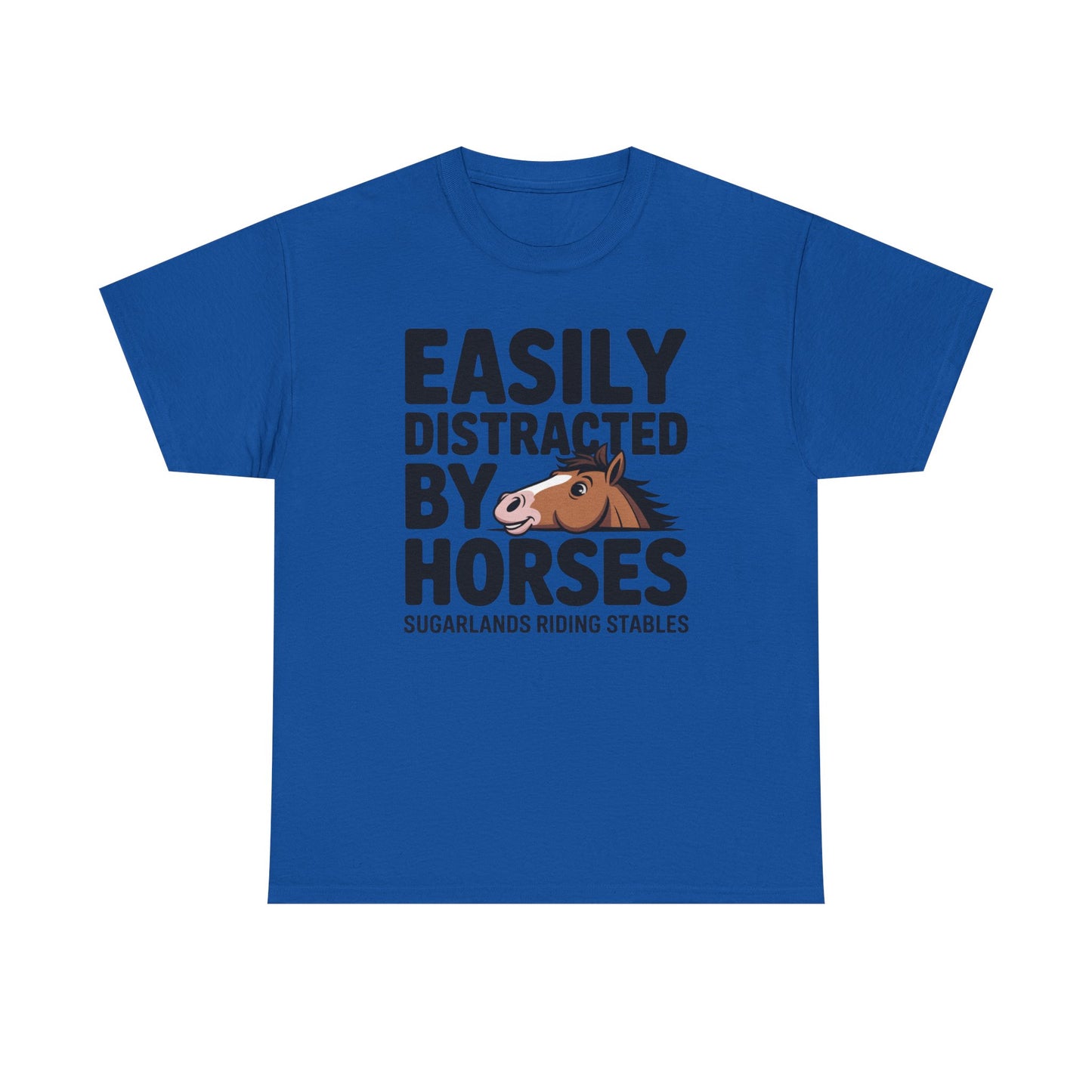 Easily Distracted by Horses T‑Shirt — Funny Equestrian Tee for Horse Lovers