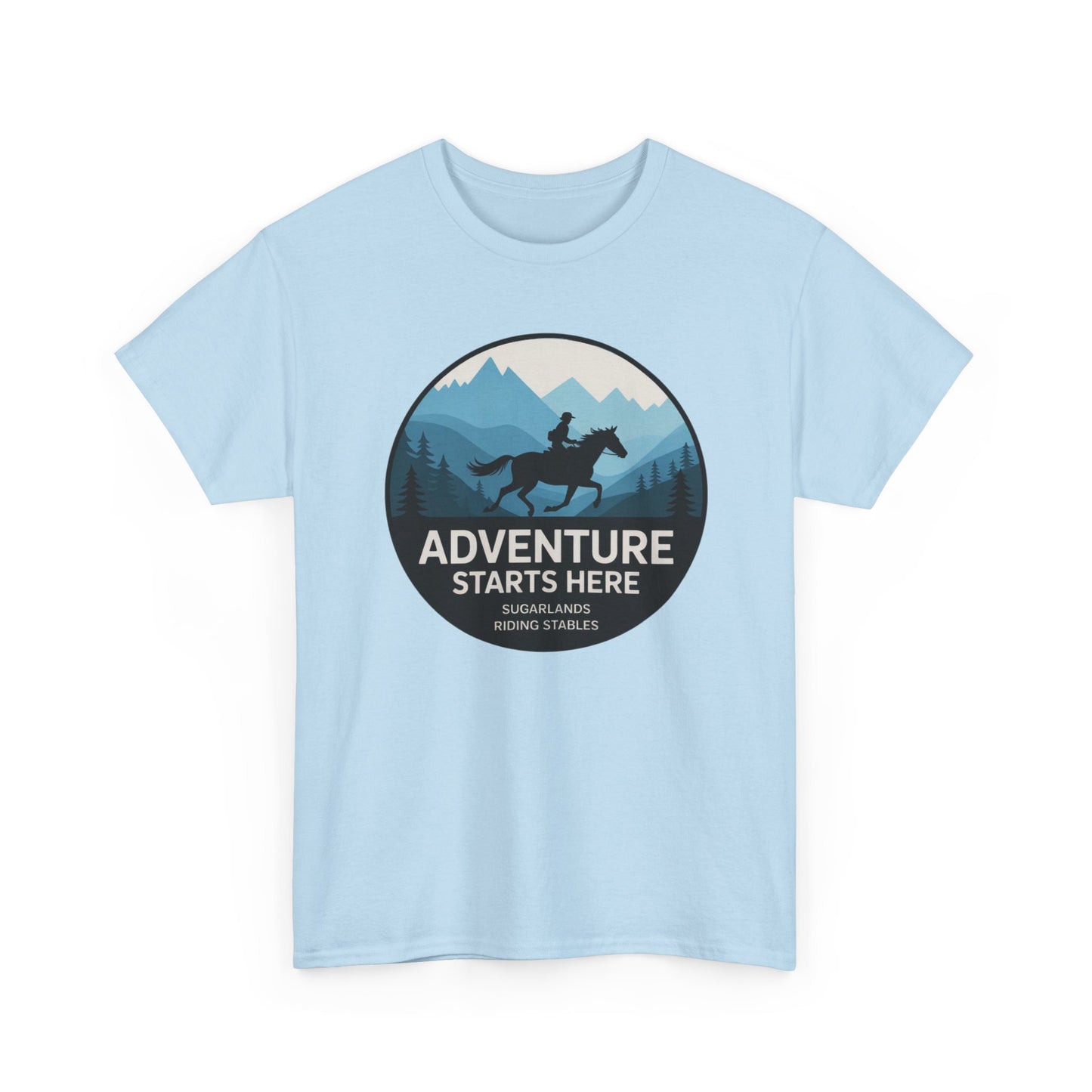 Adventure Starts Here T-Shirt — Outdoor Hiking & Equestrian Graphic Tee