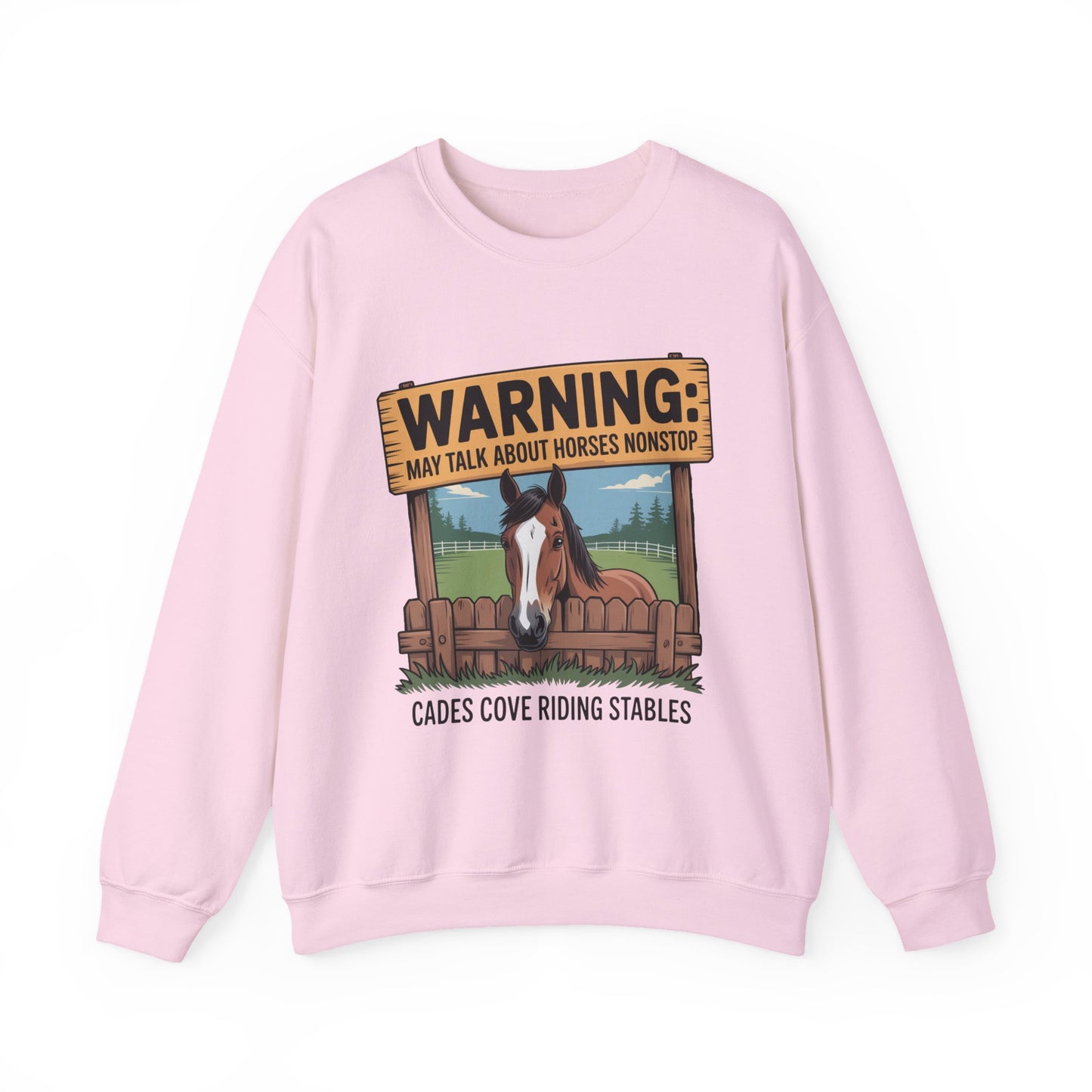 Warning May Talk About Horses Nonstop Adult Jacket – Cades Cove Riding Stables Crewneck Sweatshirt