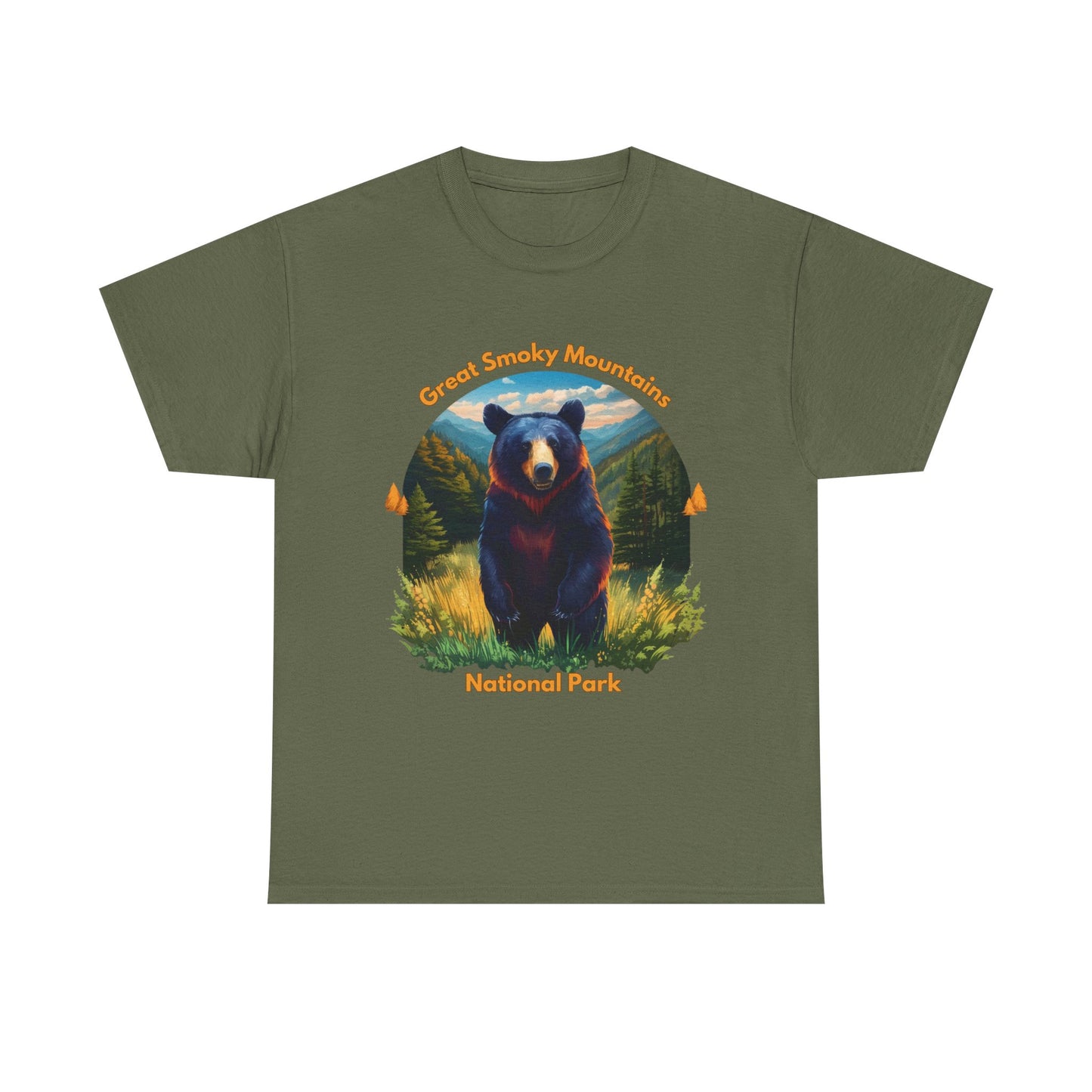 Great Smoky Mountains National Park Standing Black Bear Unisex Heavy Cotton Tee
