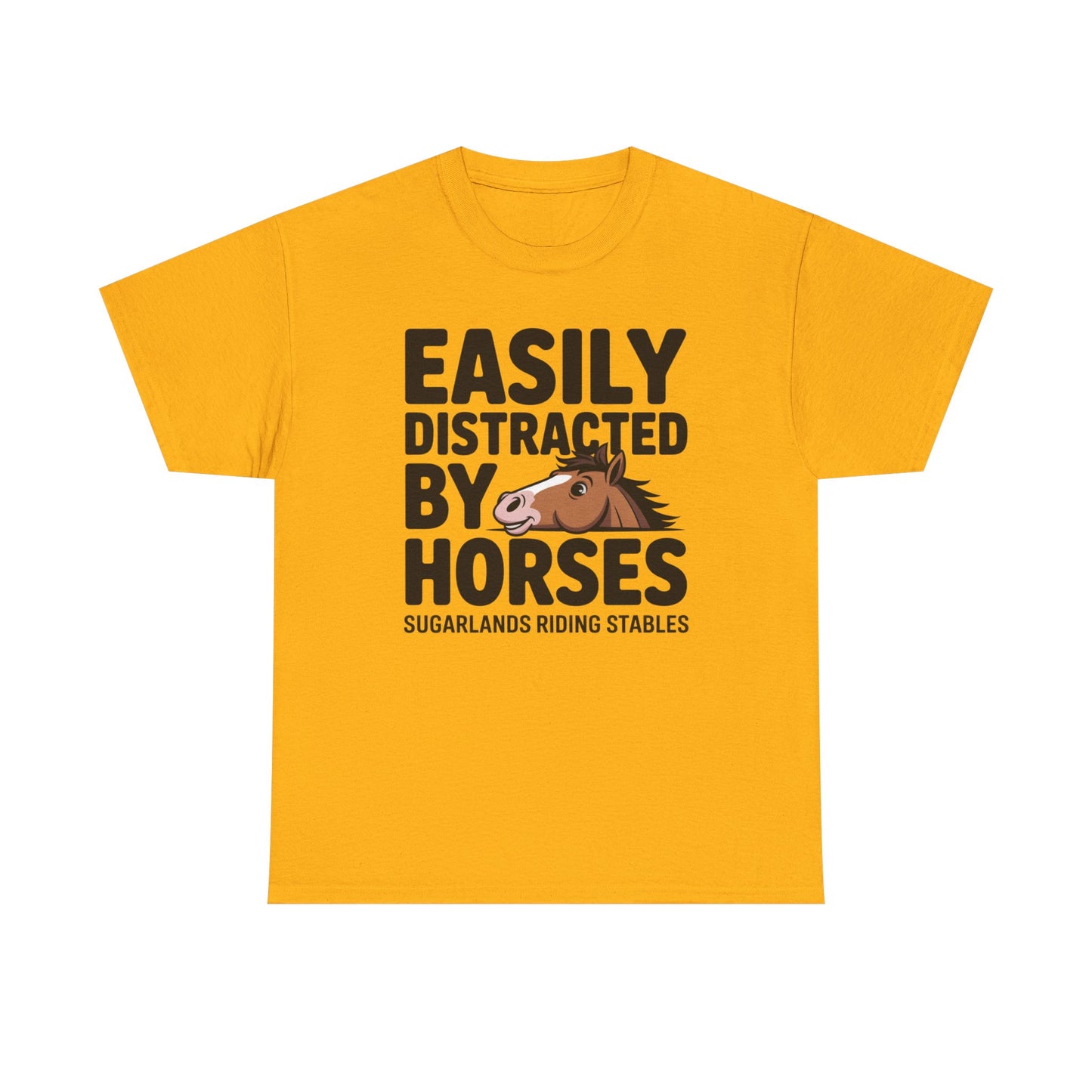 Easily Distracted by Horses T‑Shirt — Funny Equestrian Tee for Horse Lovers