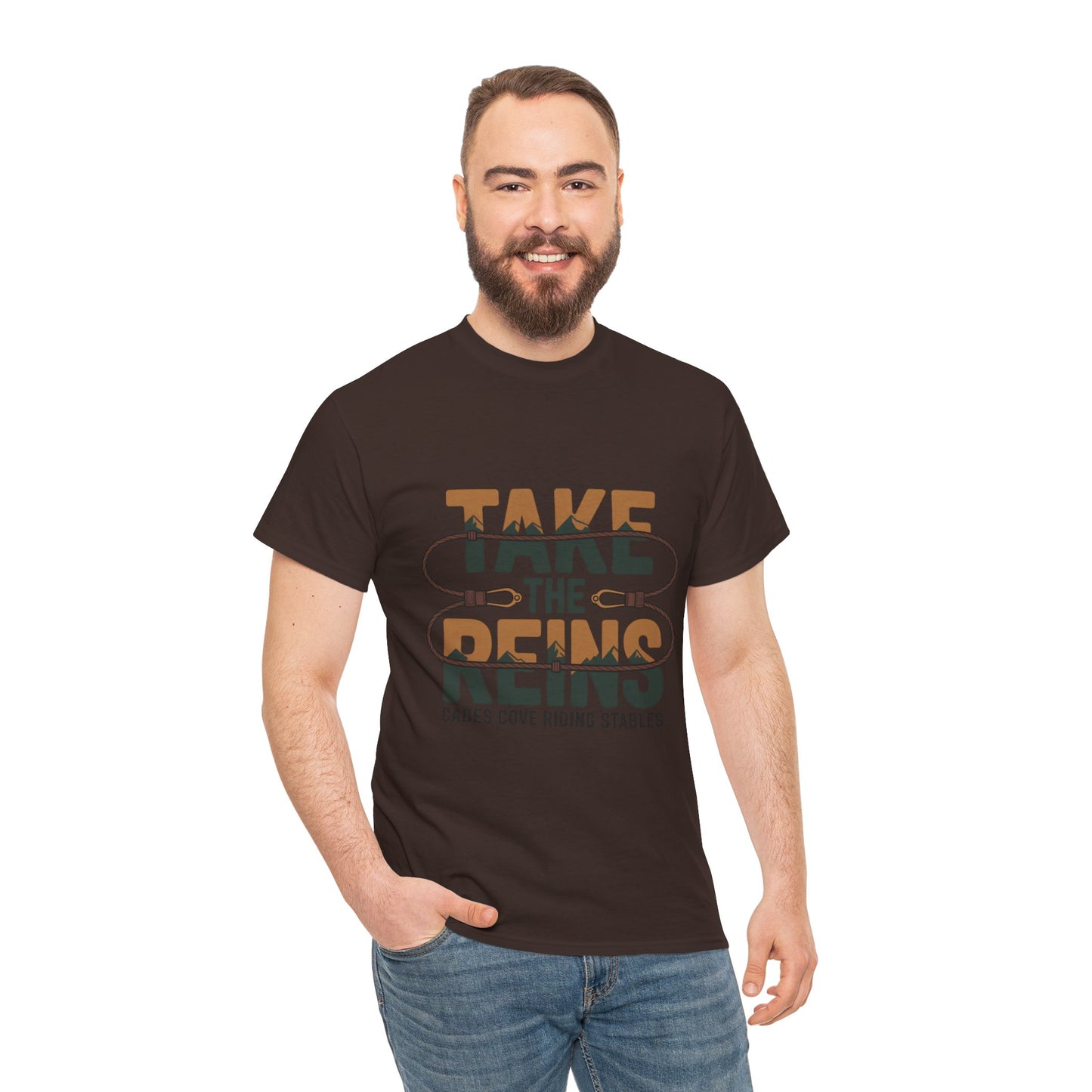 Take the Reins T-Shirt – Cades Cove Riding Stables Smoky Mountains Horseback Riding Tee