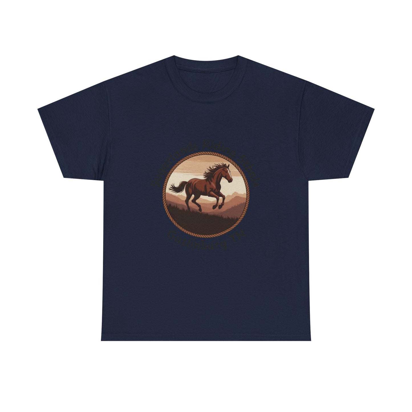 Running Horse T-Shirt – Sugarlands Riding Stables Gatlinburg Tennessee Western Sunset Tee