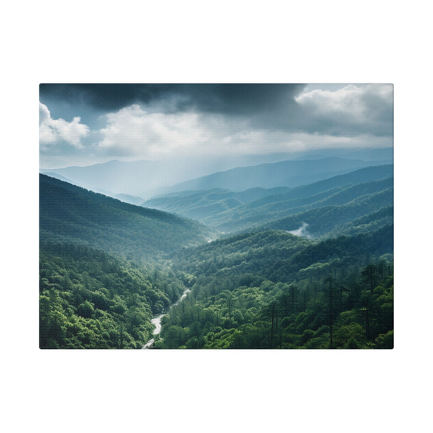 Great Smoky Mountains National Park Aerial View with Creek Matte Canvas, Stretched, 0.75"