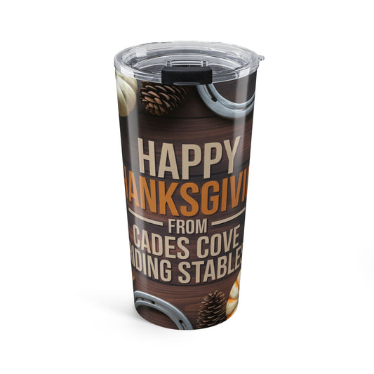Happy Thanksgiving from Cades Cove Riding Stables – Fall Western Holiday Design Tumbler 20oz