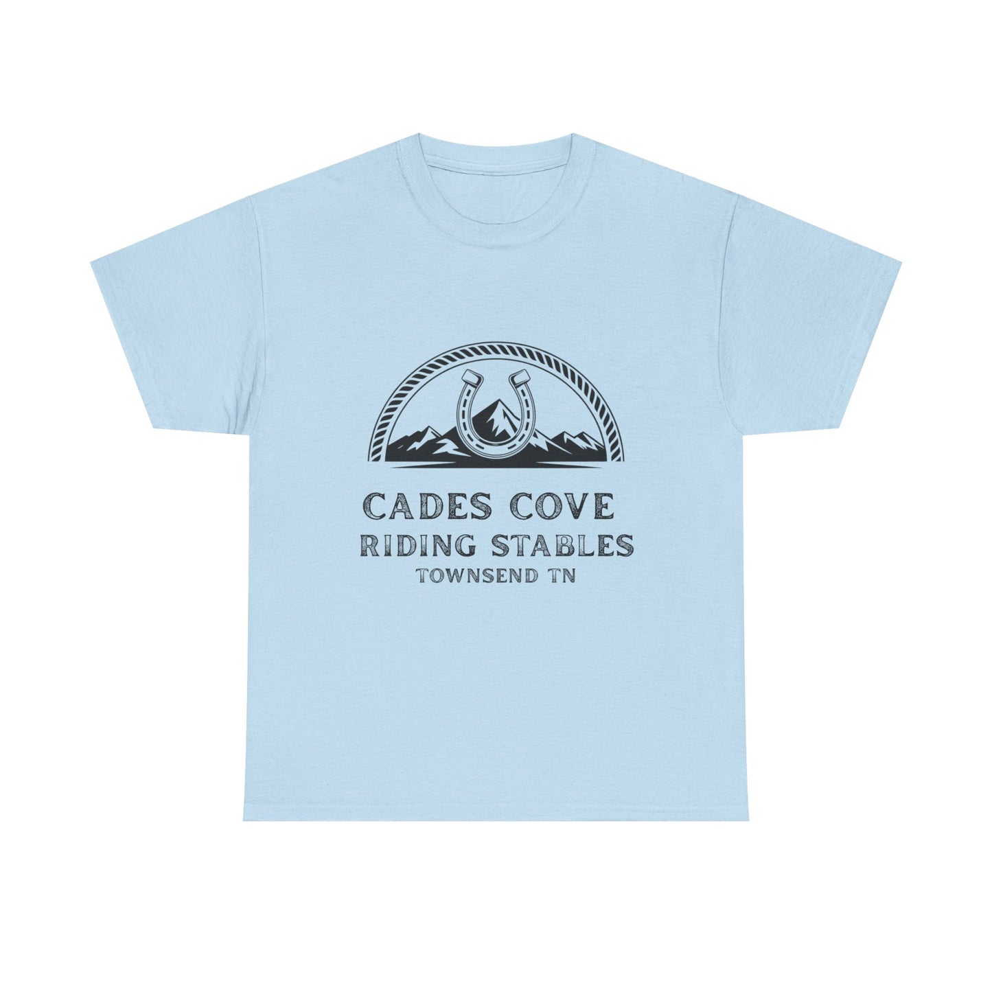 Cades Cove Riding Stables T-Shirt – Smoky Mountains Horseshoe Western Logo Tee