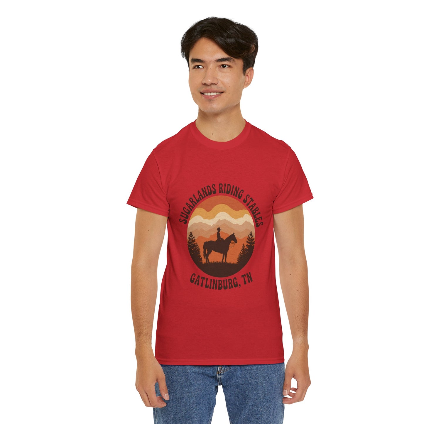 Sugarlands Riding Stables T-Shirt – Gatlinburg Tennessee Sunset Smoky Mountains Tee