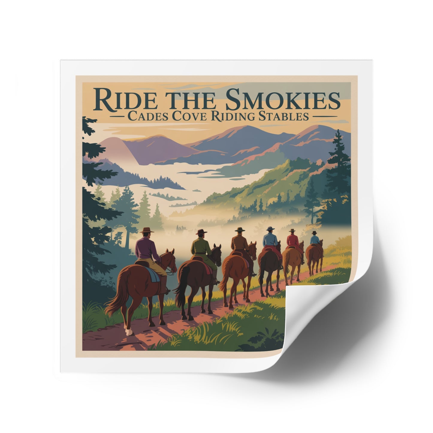 Ride the Smokies Sticker – Cades Cove Riding Stables Smoky Mountains Horseback Riding Decal