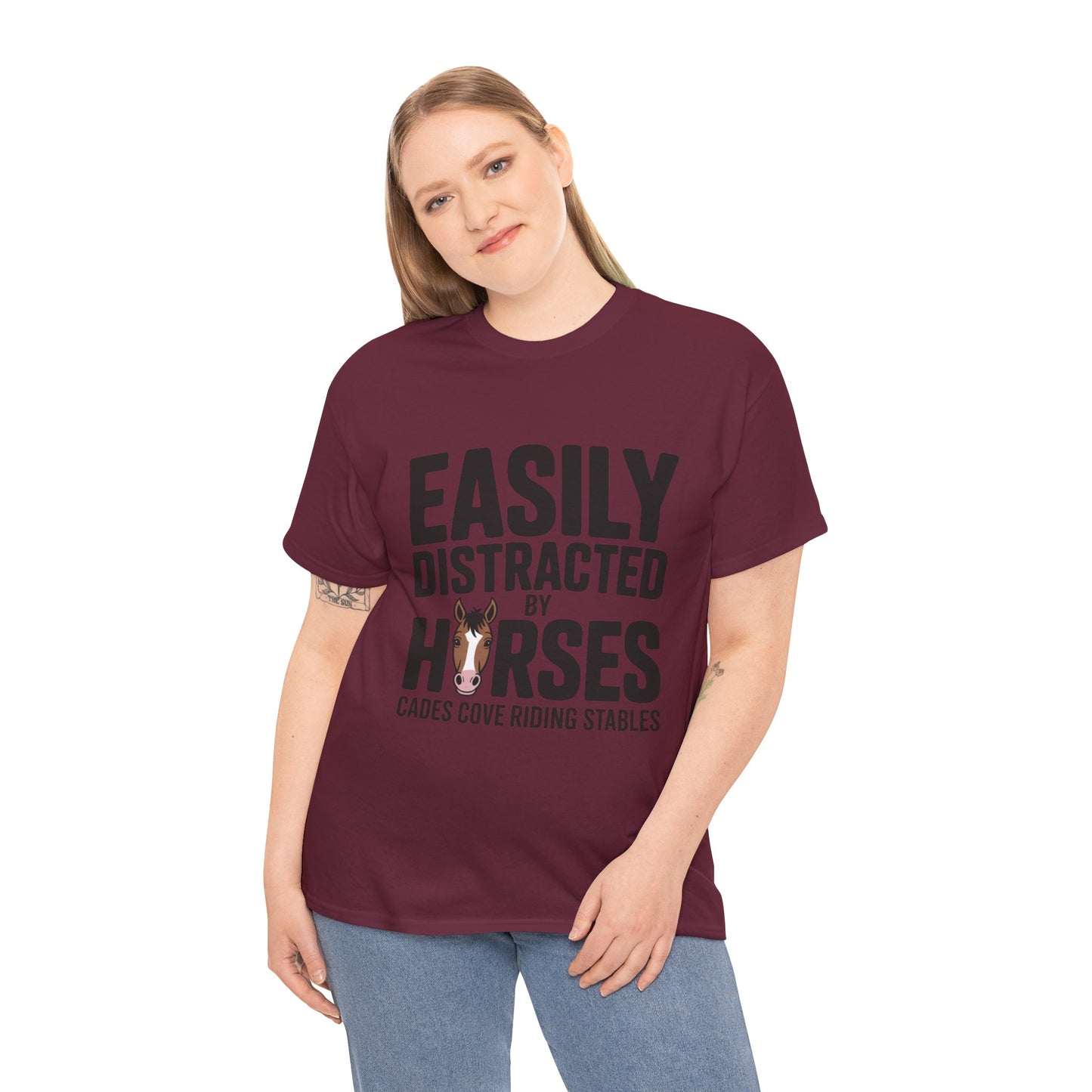 Easily Distracted by Horses T-Shirt – Funny Horse Lover Tee | Cades Cove Riding Stables