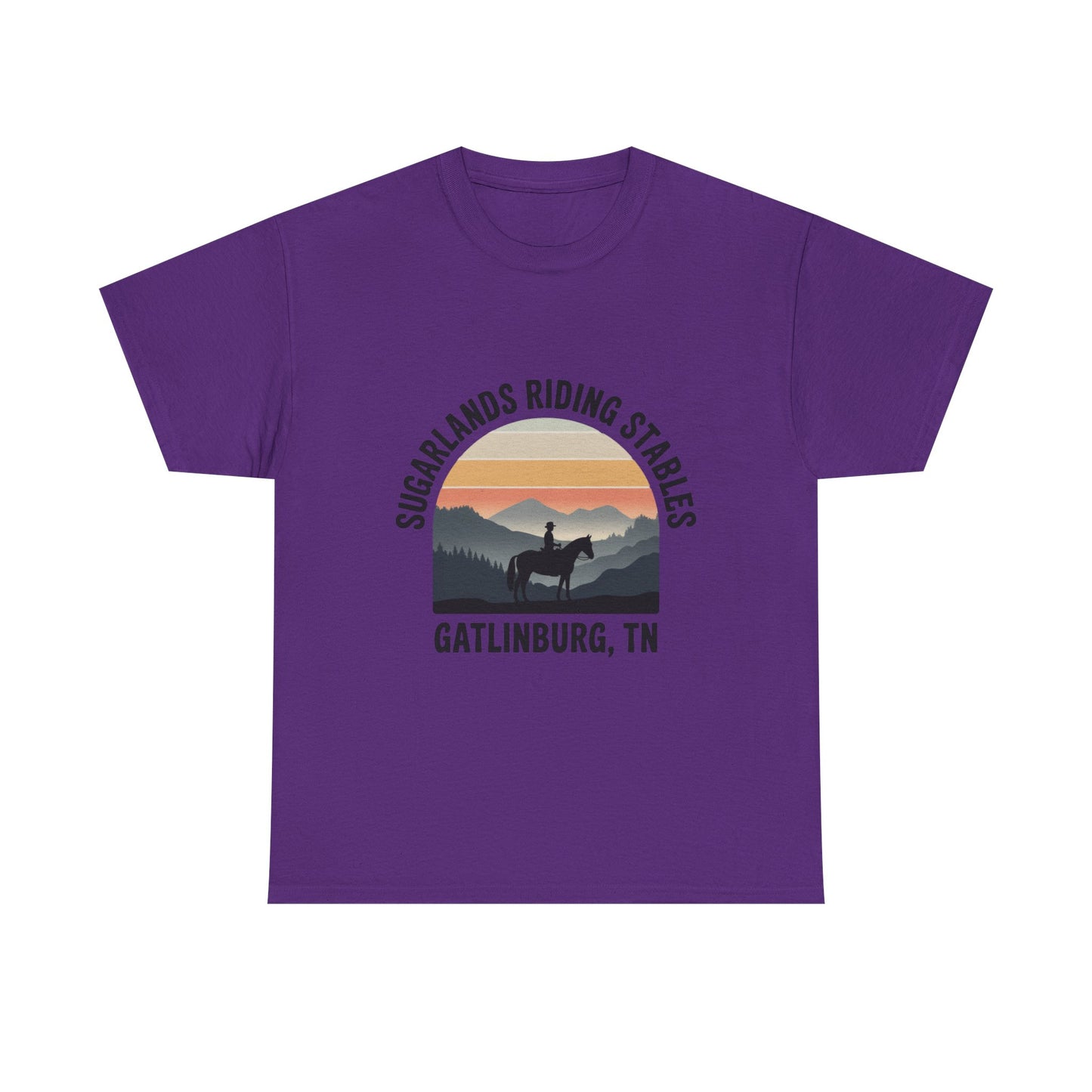 Sugarlands Riding Stables T-Shirt – Gatlinburg Tennessee Sunset Horizon Smoky Mountains Tee