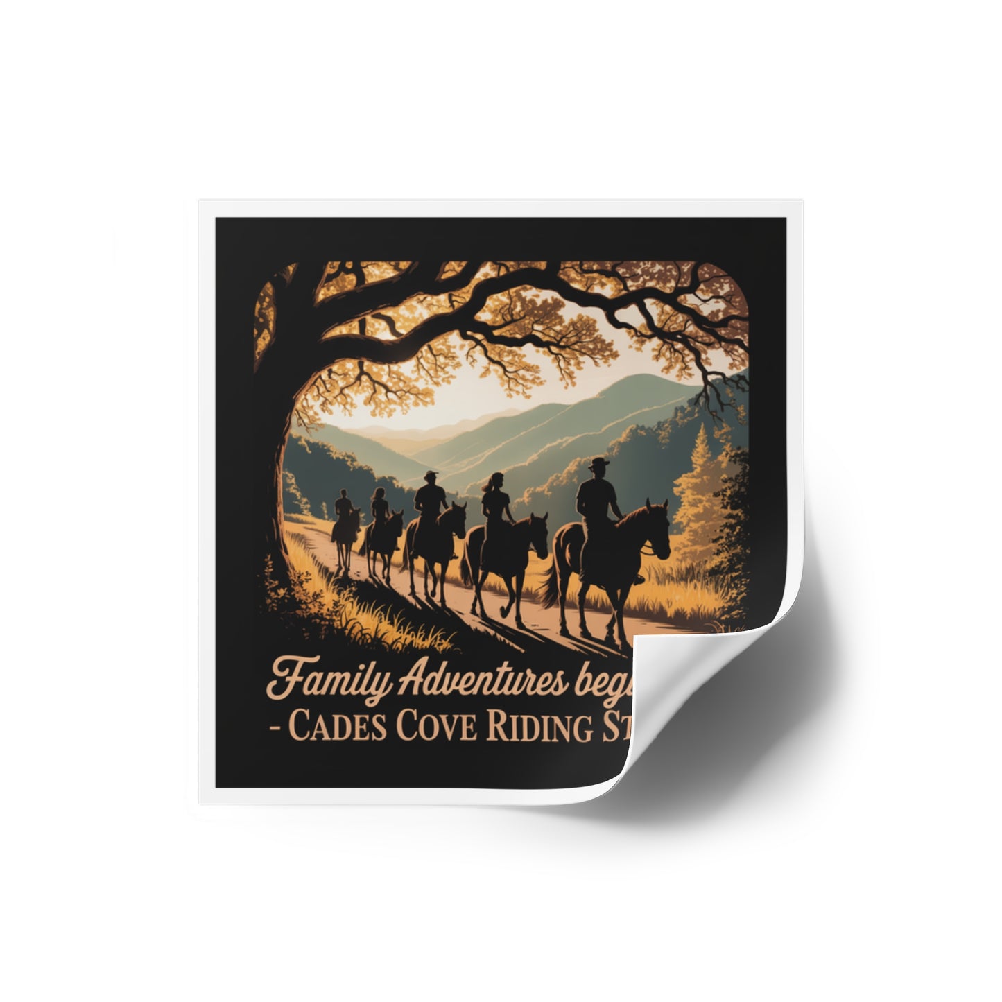Family Adventures Begin Here Sticker – Cades Cove Riding Stables Smoky Mountains Souvenir Decal