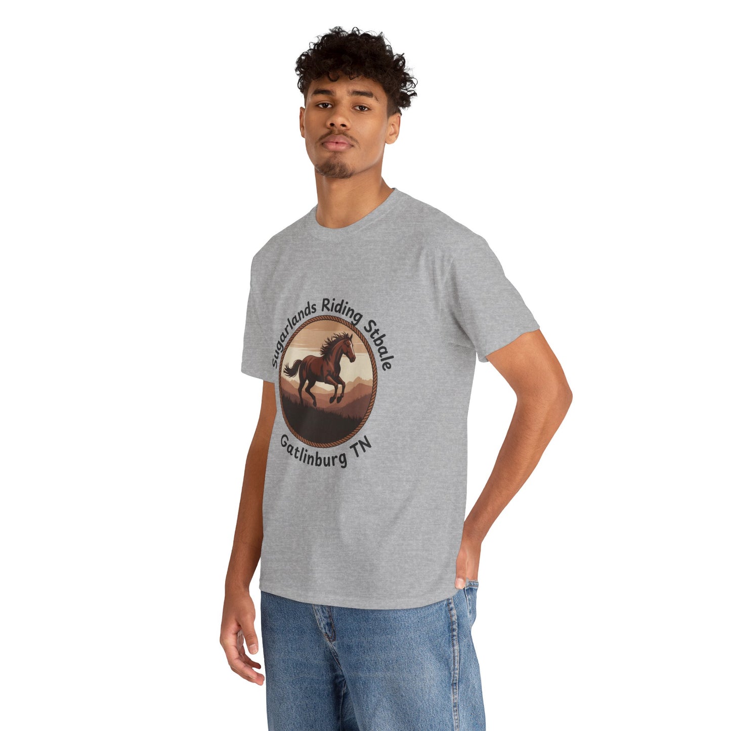 Running Horse T-Shirt – Sugarlands Riding Stables Gatlinburg Tennessee Western Sunset Tee