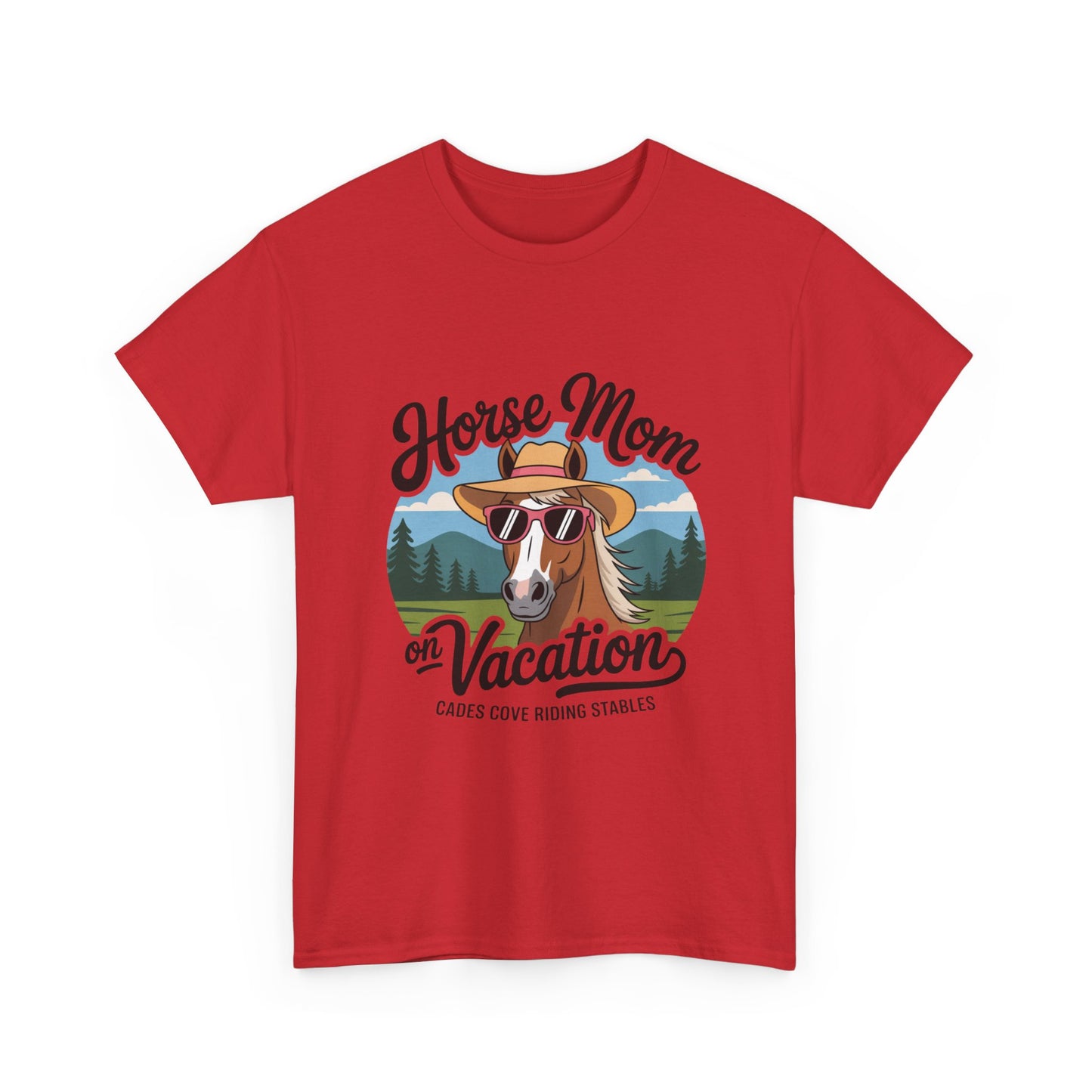 Horse Mom on Vacation Cades Cove Riding Stables T-Shirt – Funny Adult Horse Lover Tee