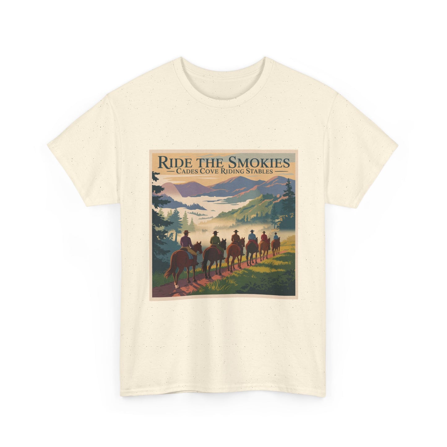 Ride the Smokies T-Shirt – Cades Cove Riding Stables Smoky Mountains Horseback Adventure Tee