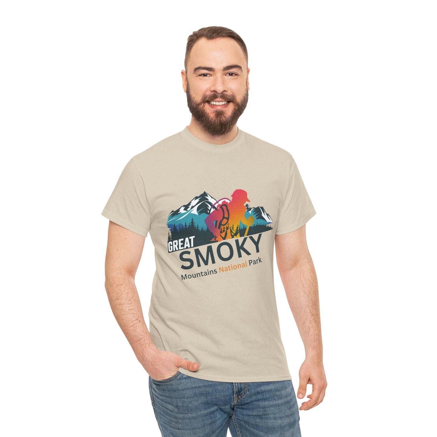 Great Smoky Mountains National Park Hiker Unisex Heavy Cotton Tee