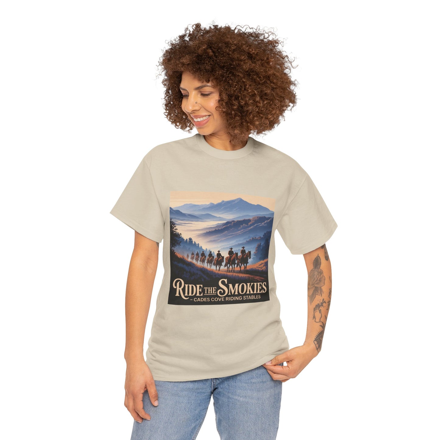 Ride the Smokies T-Shirt – Cades Cove Riding Stables Smoky Mountains Horseback Riding Tee