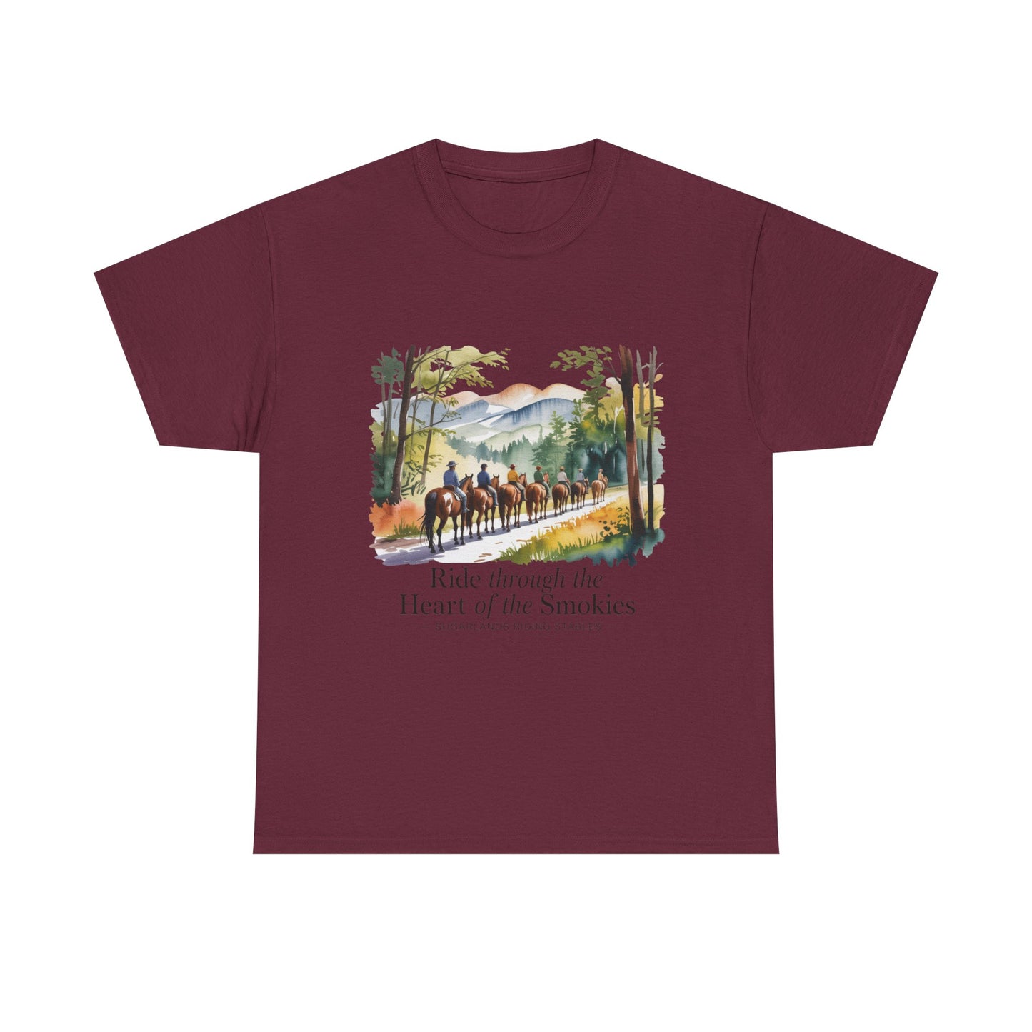 Ride Through the Heart of the Smokies T-Shirt – Sugarlands Riding Stables Gatlinburg TN Tee
