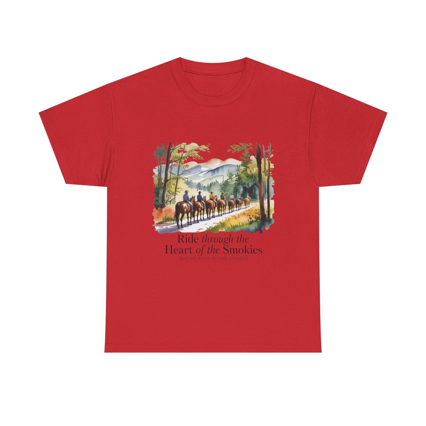 Ride Through the Heart of the Smokies T-Shirt – Sugarlands Riding Stables Gatlinburg TN Tee