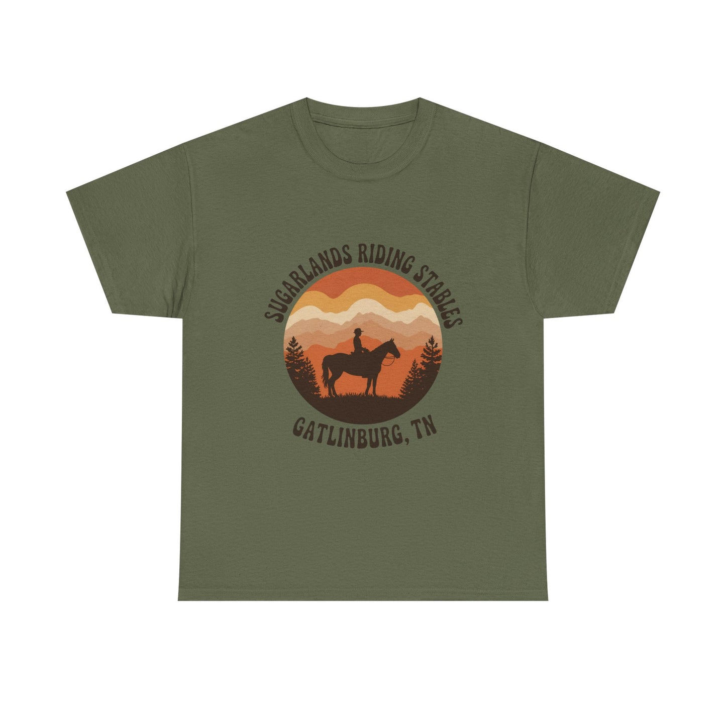 Sugarlands Riding Stables T-Shirt – Gatlinburg Tennessee Sunset Smoky Mountains Tee