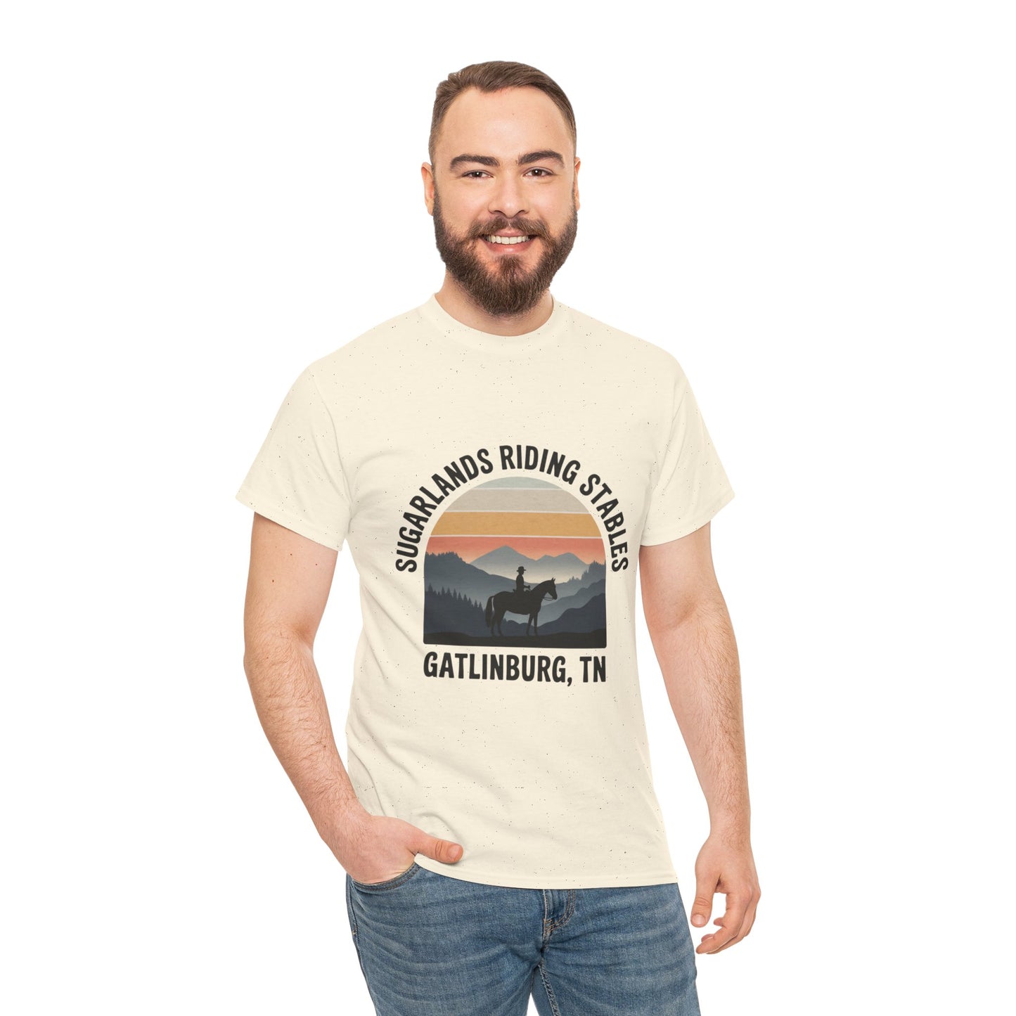 Sugarlands Riding Stables T-Shirt – Gatlinburg Tennessee Sunset Horizon Smoky Mountains Tee