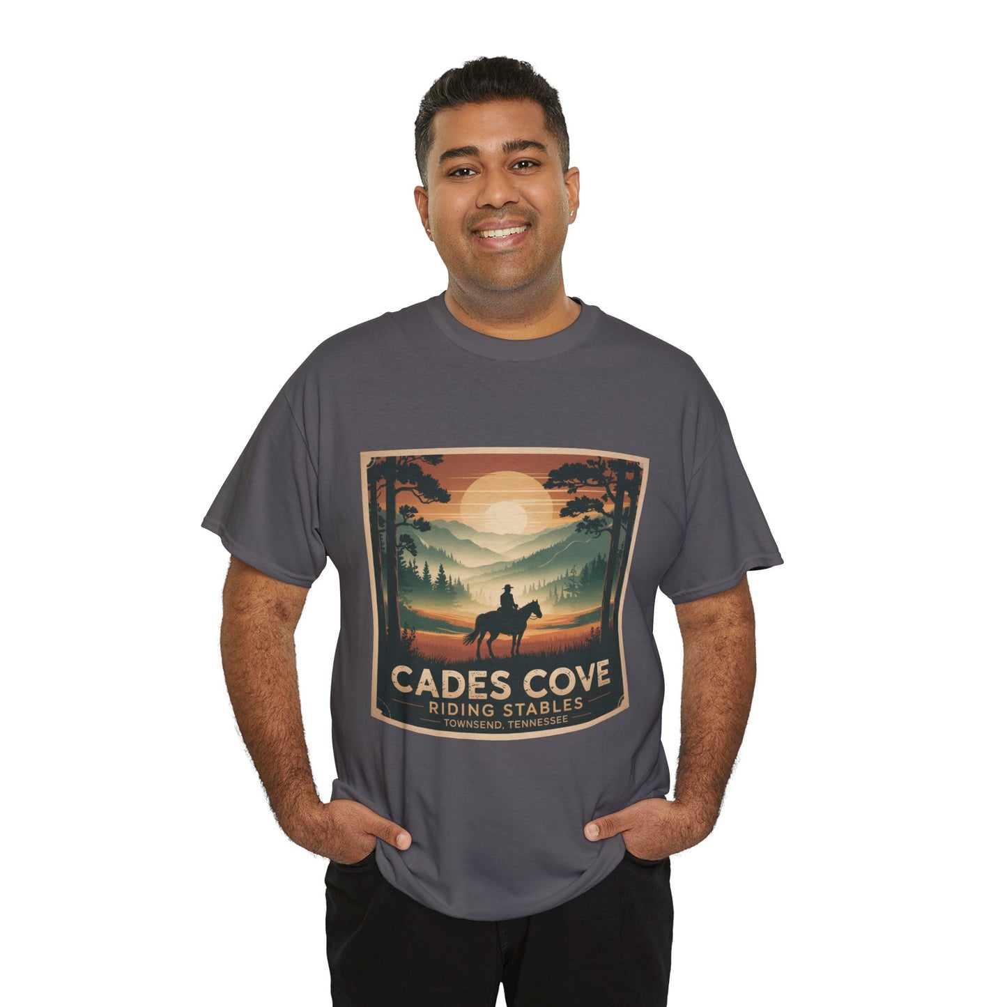 Cades Cove Riding Stables Sunset T-Shirt – Townsend Tennessee Smoky Mountains Horseback Tee