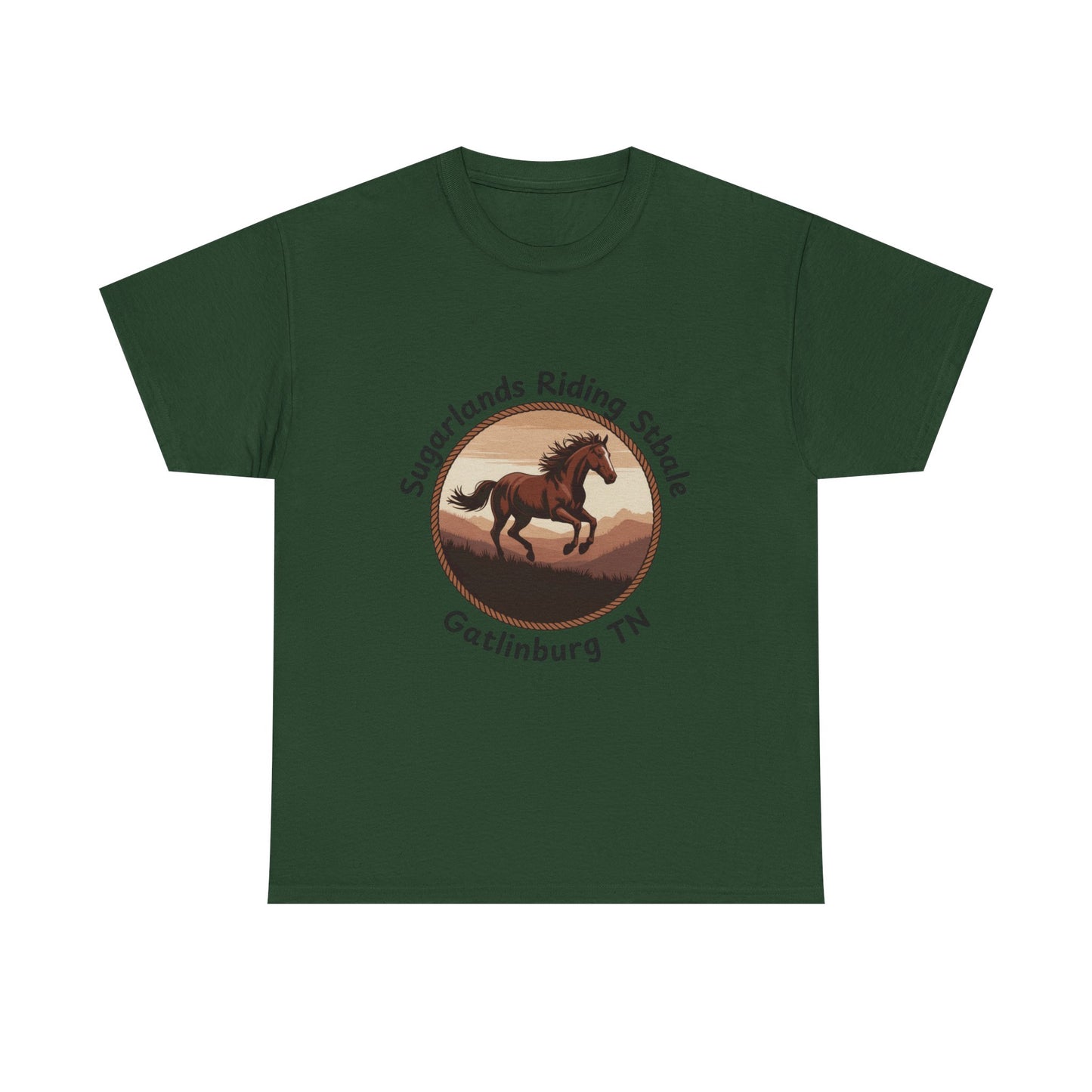 Running Horse T-Shirt – Sugarlands Riding Stables Gatlinburg Tennessee Western Sunset Tee