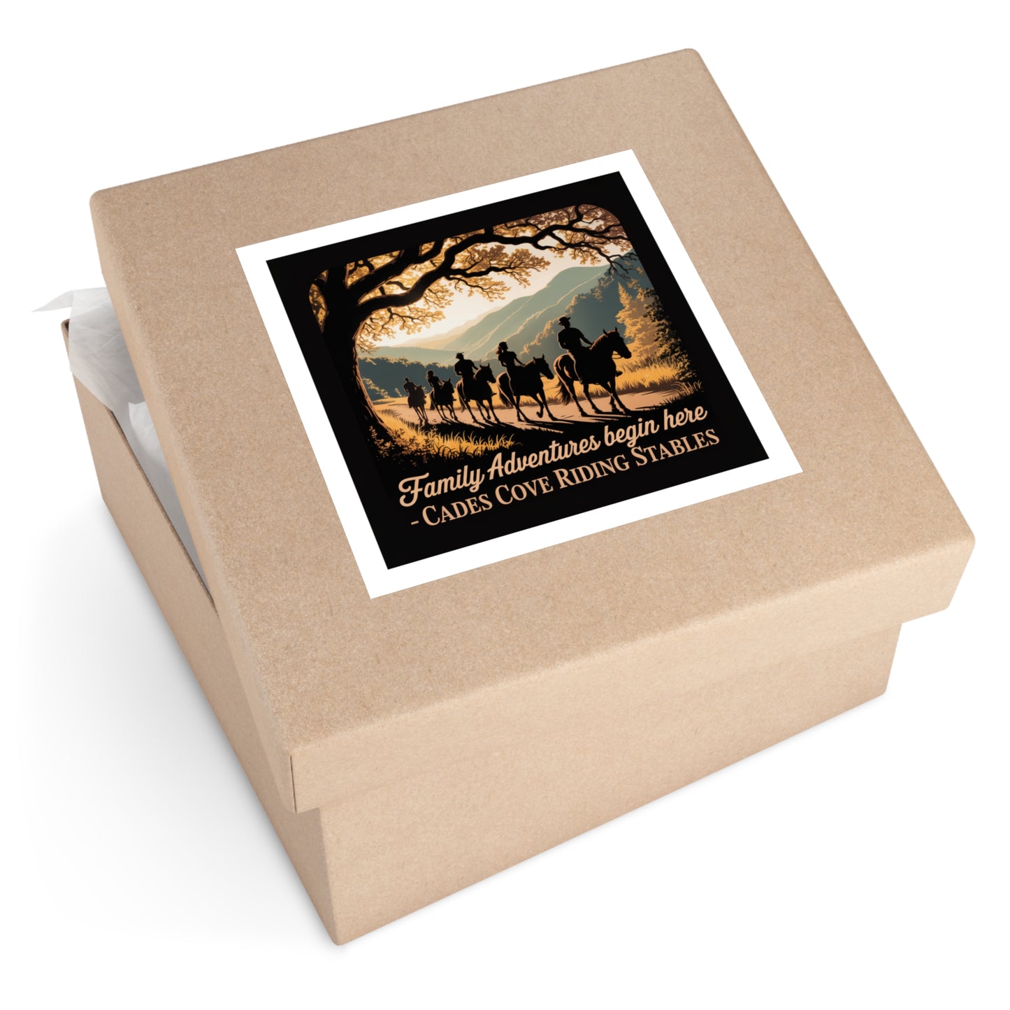 Family Adventures Begin Here Sticker – Cades Cove Riding Stables Smoky Mountains Souvenir Decal