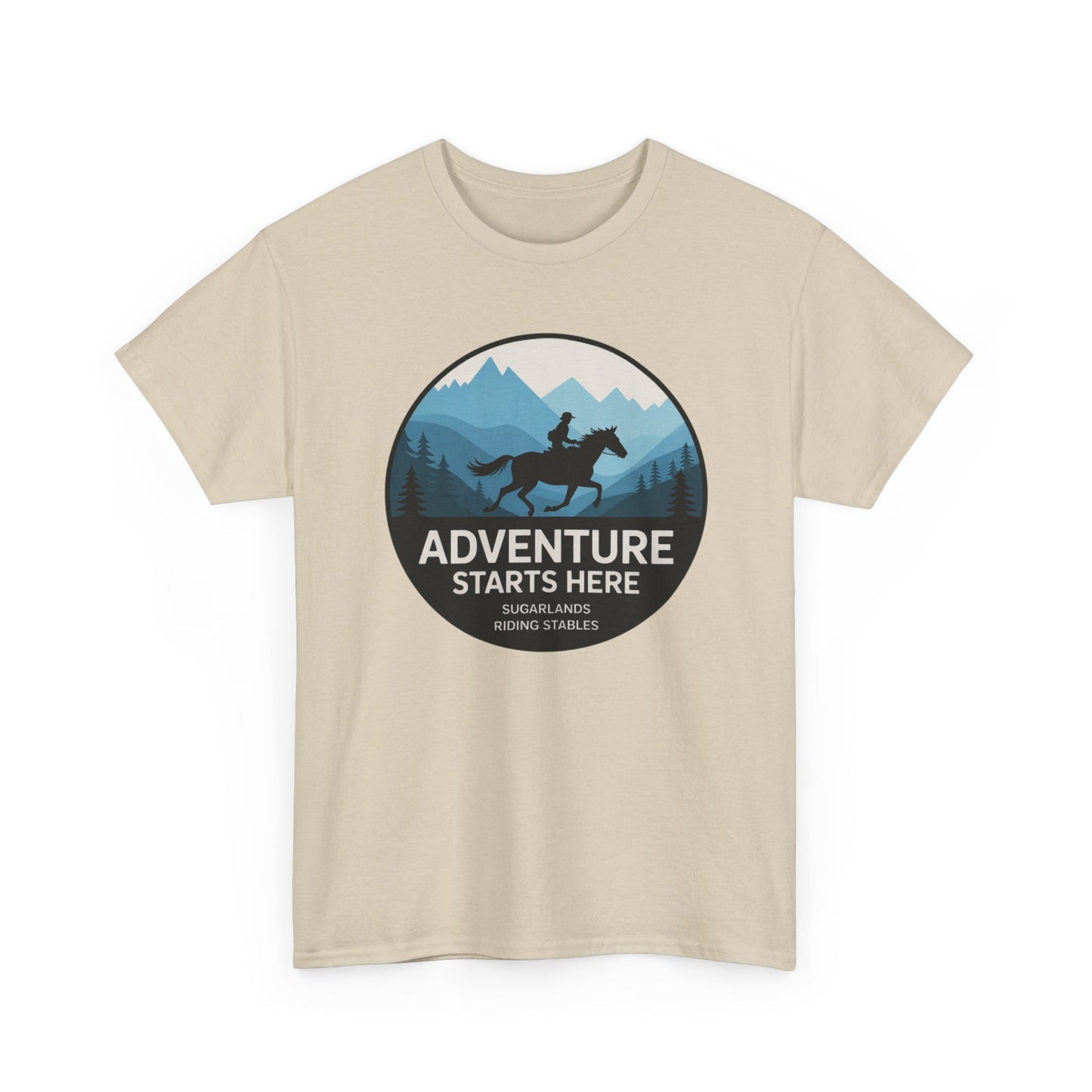 Adventure Starts Here T-Shirt — Outdoor Hiking & Equestrian Graphic Tee