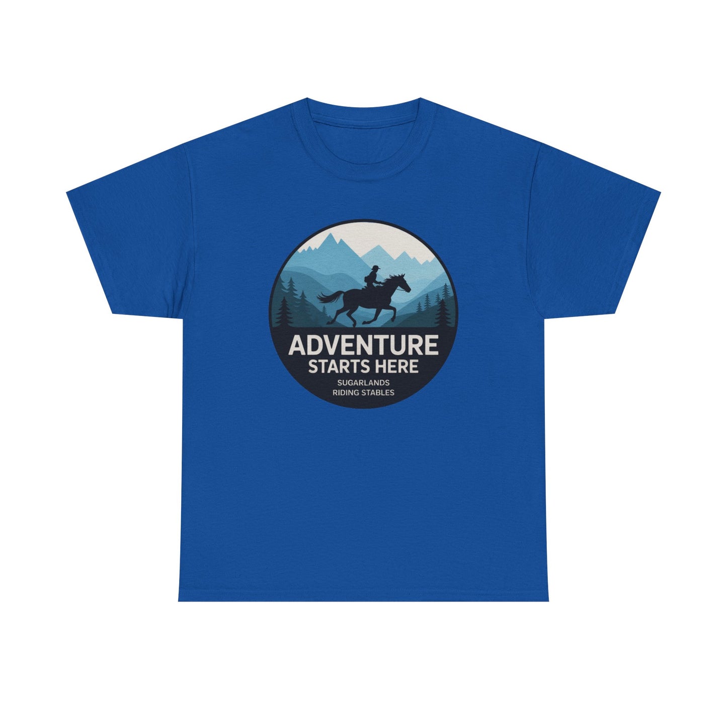 Adventure Starts Here T-Shirt — Outdoor Hiking & Equestrian Graphic Tee
