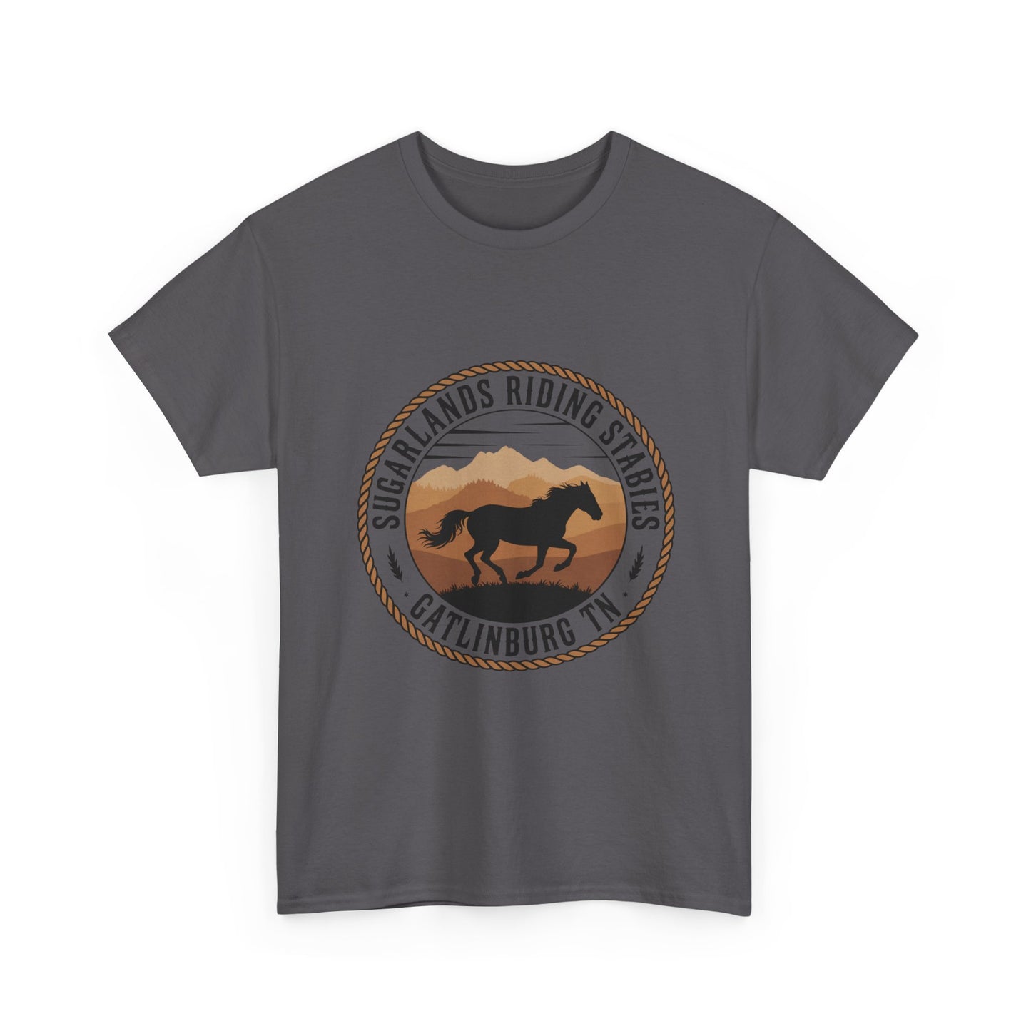 Sugarlands Riding Stables T-Shirt – Gatlinburg Tennessee Running Horse Western Emblem Tee