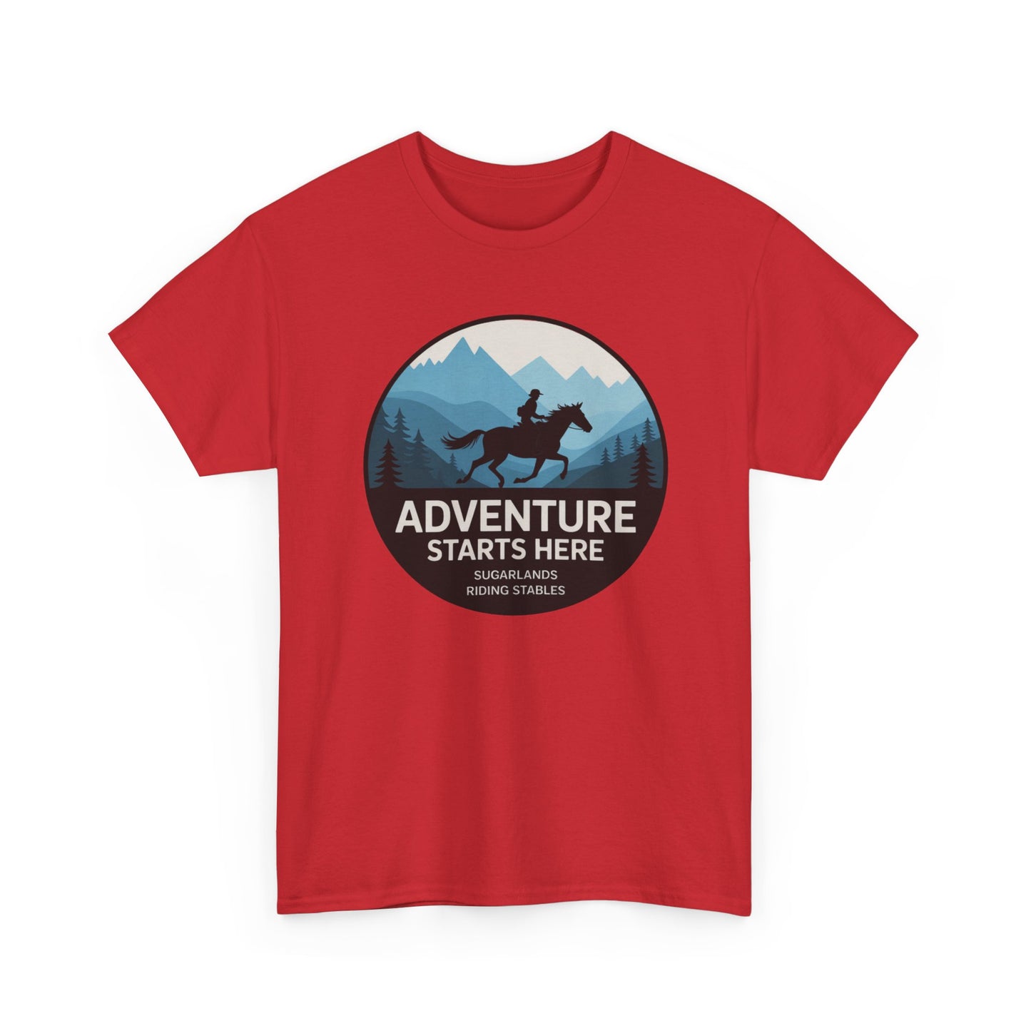 Adventure Starts Here T-Shirt — Outdoor Hiking & Equestrian Graphic Tee