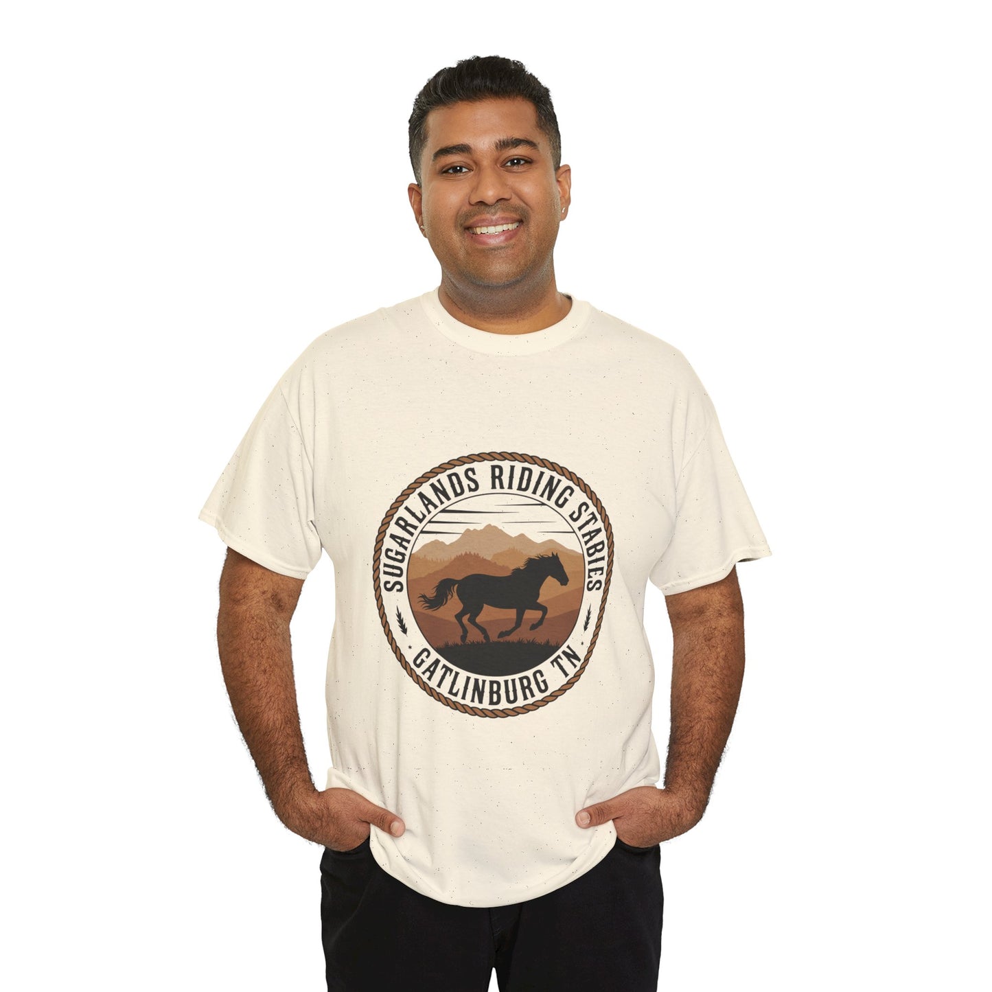 Sugarlands Riding Stables T-Shirt – Gatlinburg Tennessee Running Horse Western Emblem Tee