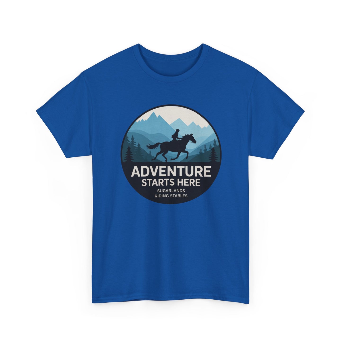 Adventure Starts Here T-Shirt — Outdoor Hiking & Equestrian Graphic Tee